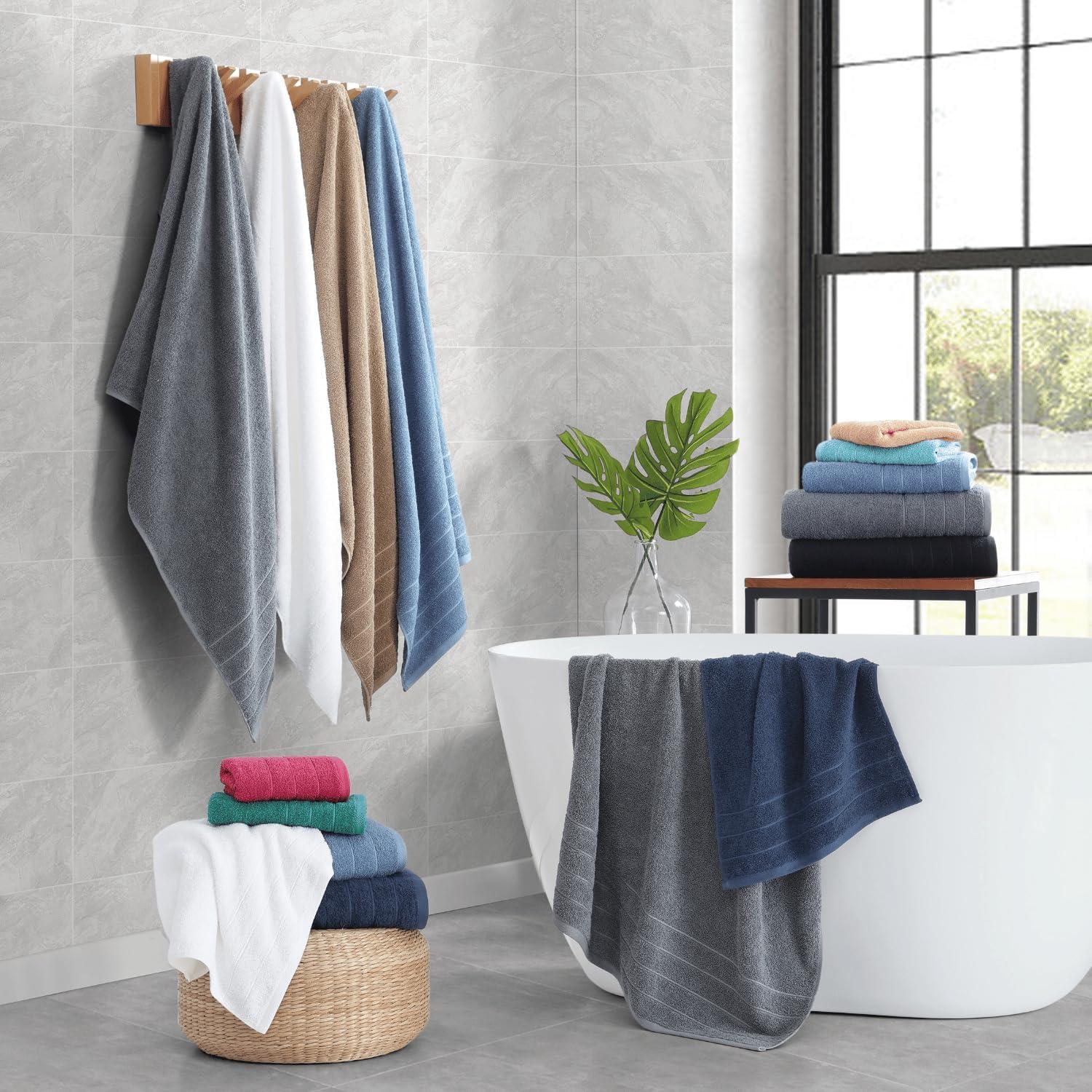 Casa Platino Large Bath Towels Set - Quick Dry Cotton Bath Towels for Bathroom, Spa & Gym - Soft & Highly Absorbent - White