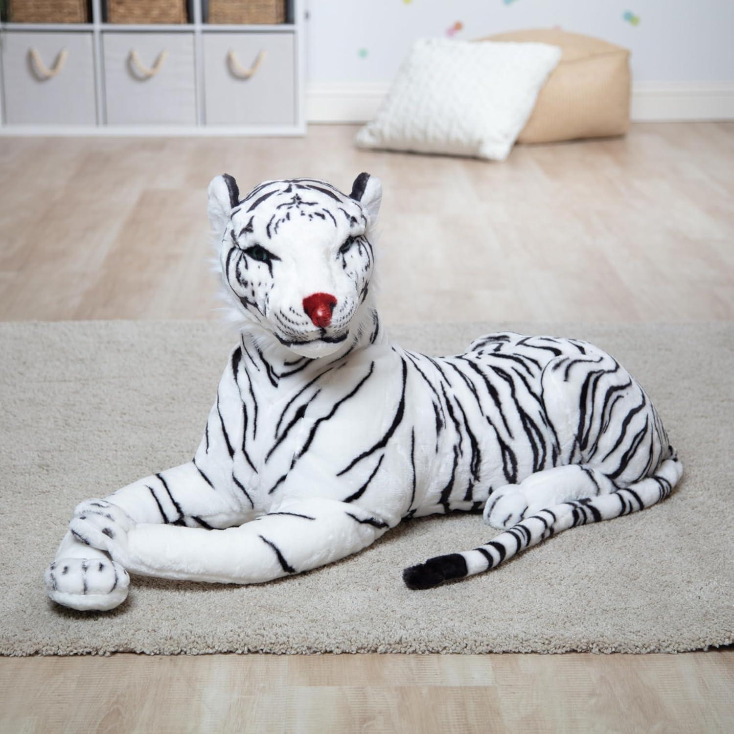 Melissa & Doug Giant Siberian White Tiger - Lifelike Stuffed Animal (over 5 feet long)
