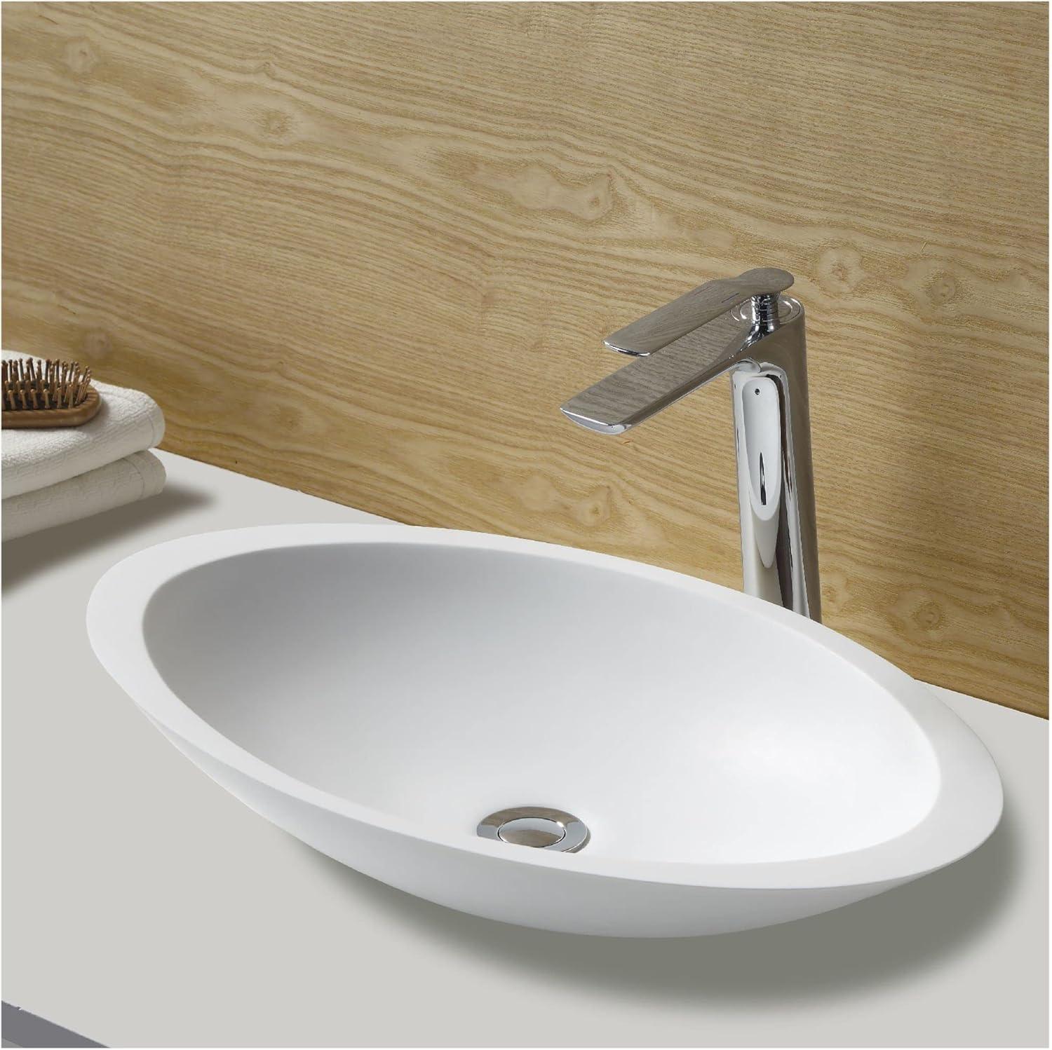 Karran Quattro 23'' X 13-1/4'' Matte White Acrylic Oval Vessel Sink