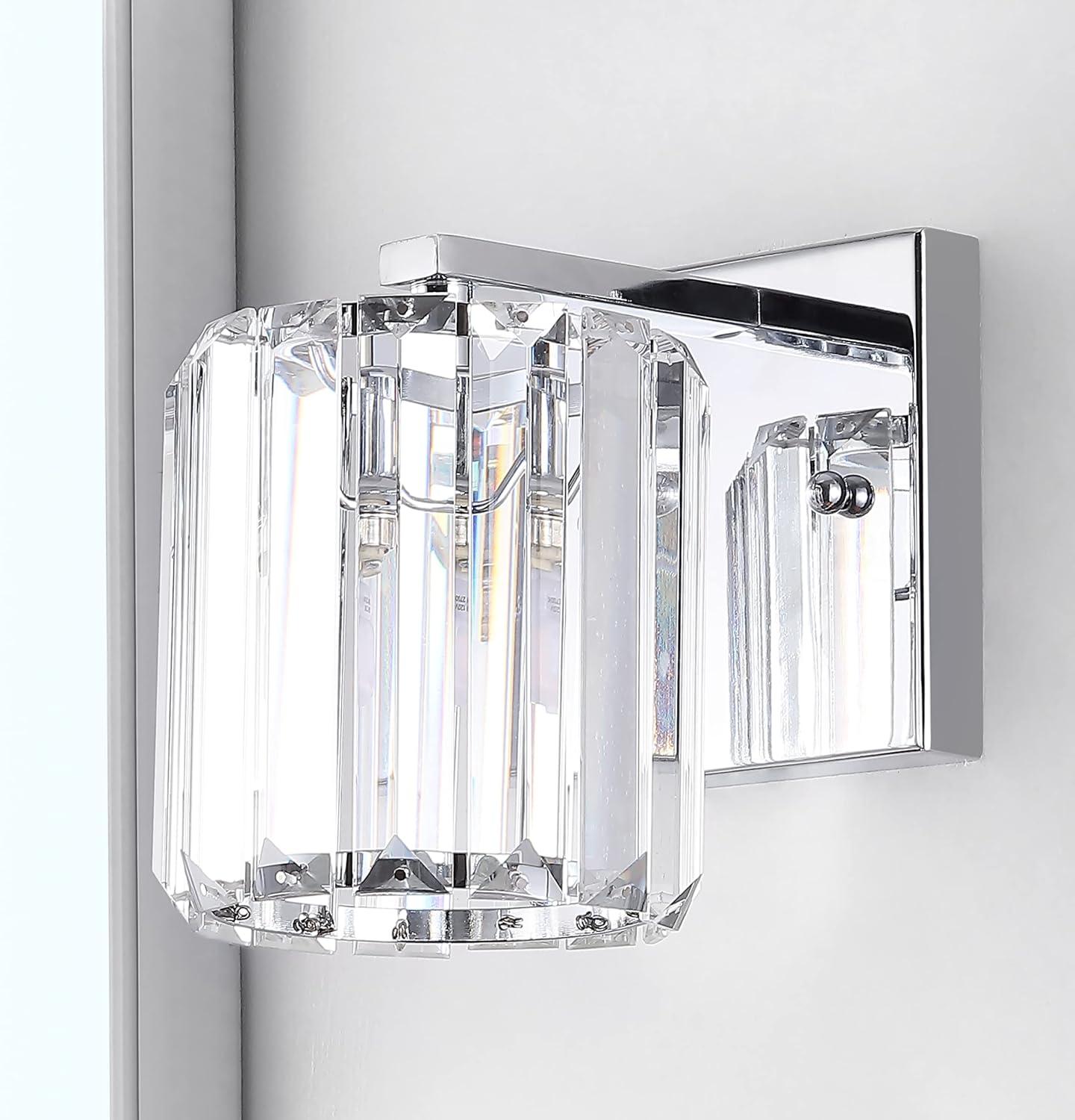 Coco Prism Vintage 4.75" 1-Light Metal/Glass Classic Glam LED Vanity Light, Chrome