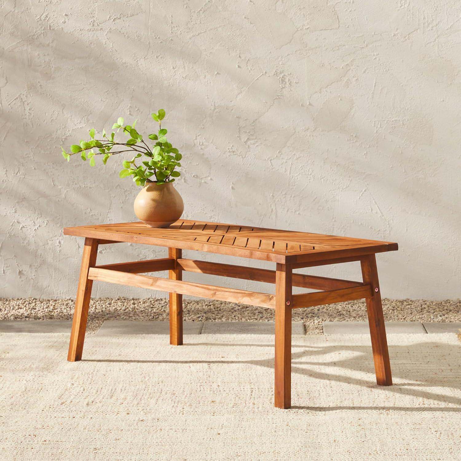 Outdoor Patio Wood Coffee Table in Brown