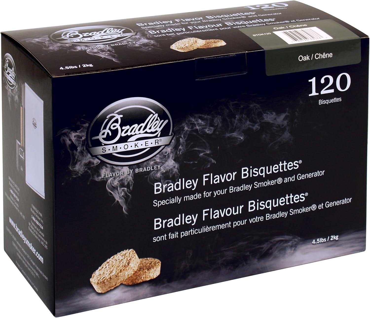 Bradley Oak Flavor Bisquettes for Smokers and Grills, 120 Pack