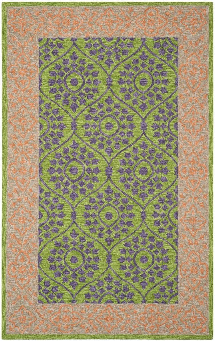 Suzani SZN102 Hand Hooked Indoor Area Rug - Green/Violet - 5'x8' - Safavieh.