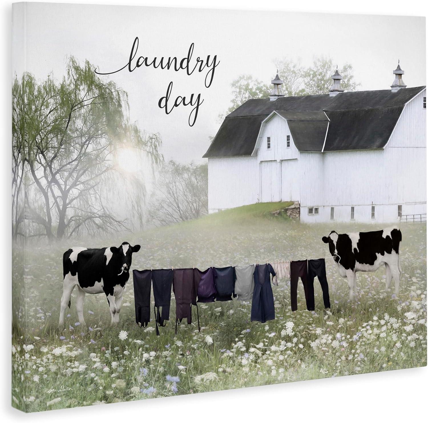 " Laundry Day Rural Cows Meadow " by Lori Deiter