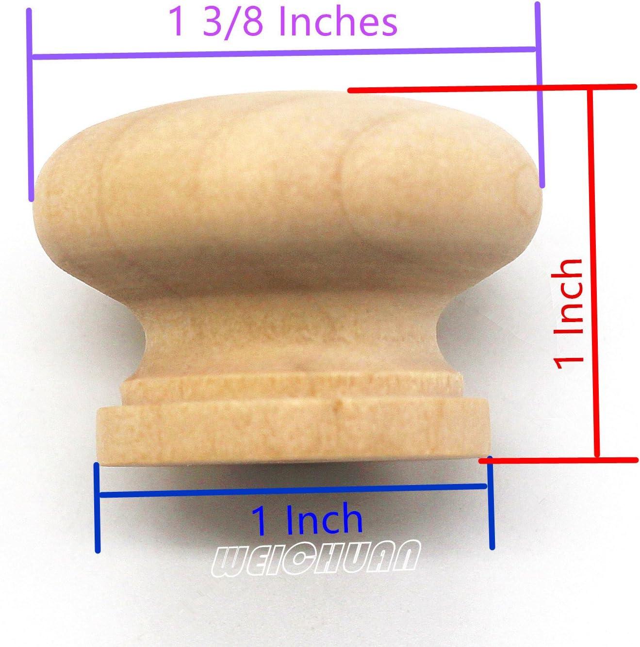 WEICHUAN 15-Pack Unfinished Solid Wood Knobs Pulls Handles - Round Natural Wooden Cabinet Knobs for Dresser Cabinet Wardrobe Cupboard and Furniture Drawer (Diameter: 1-3/8 Inches Height: 1 Inch)