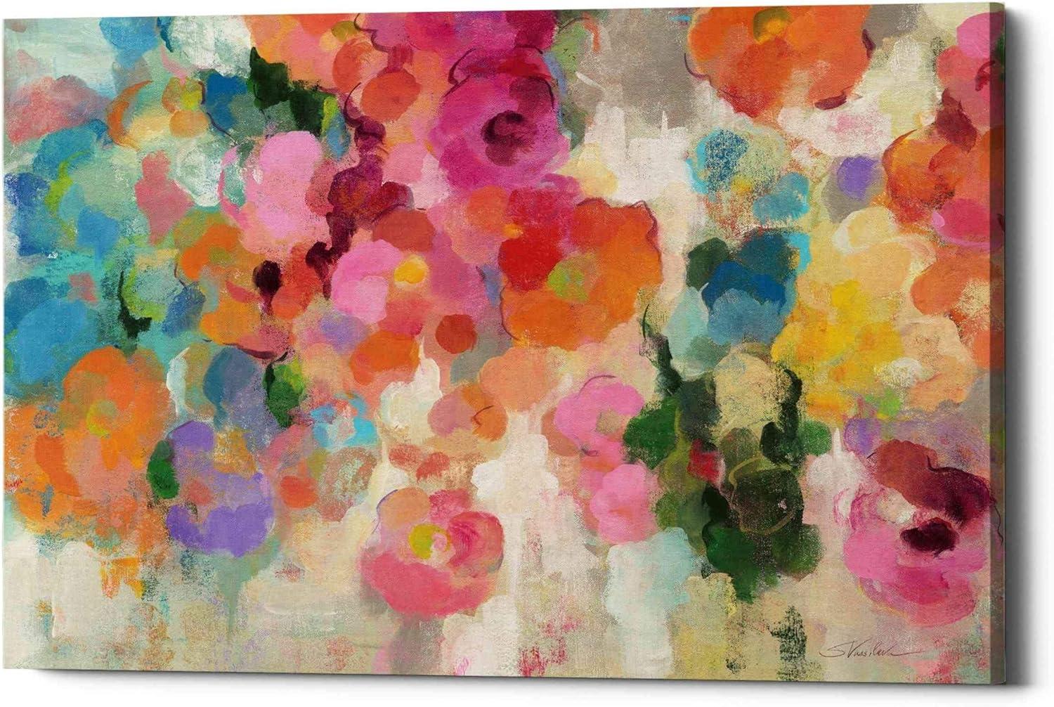 Colorful Garden Abstract Floral Canvas Wall Art, 40" x 60"