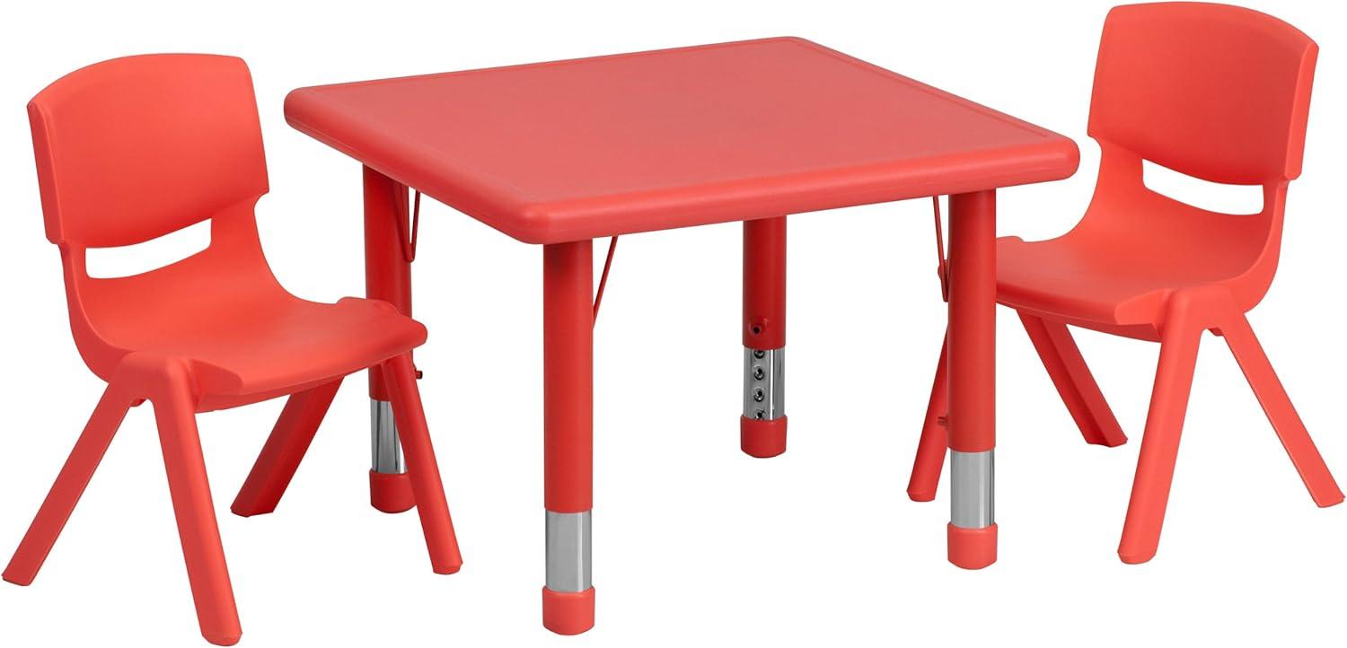 Goddard 24" Square Plastic Height Adjustable Activity Table Set with 2 Chairs