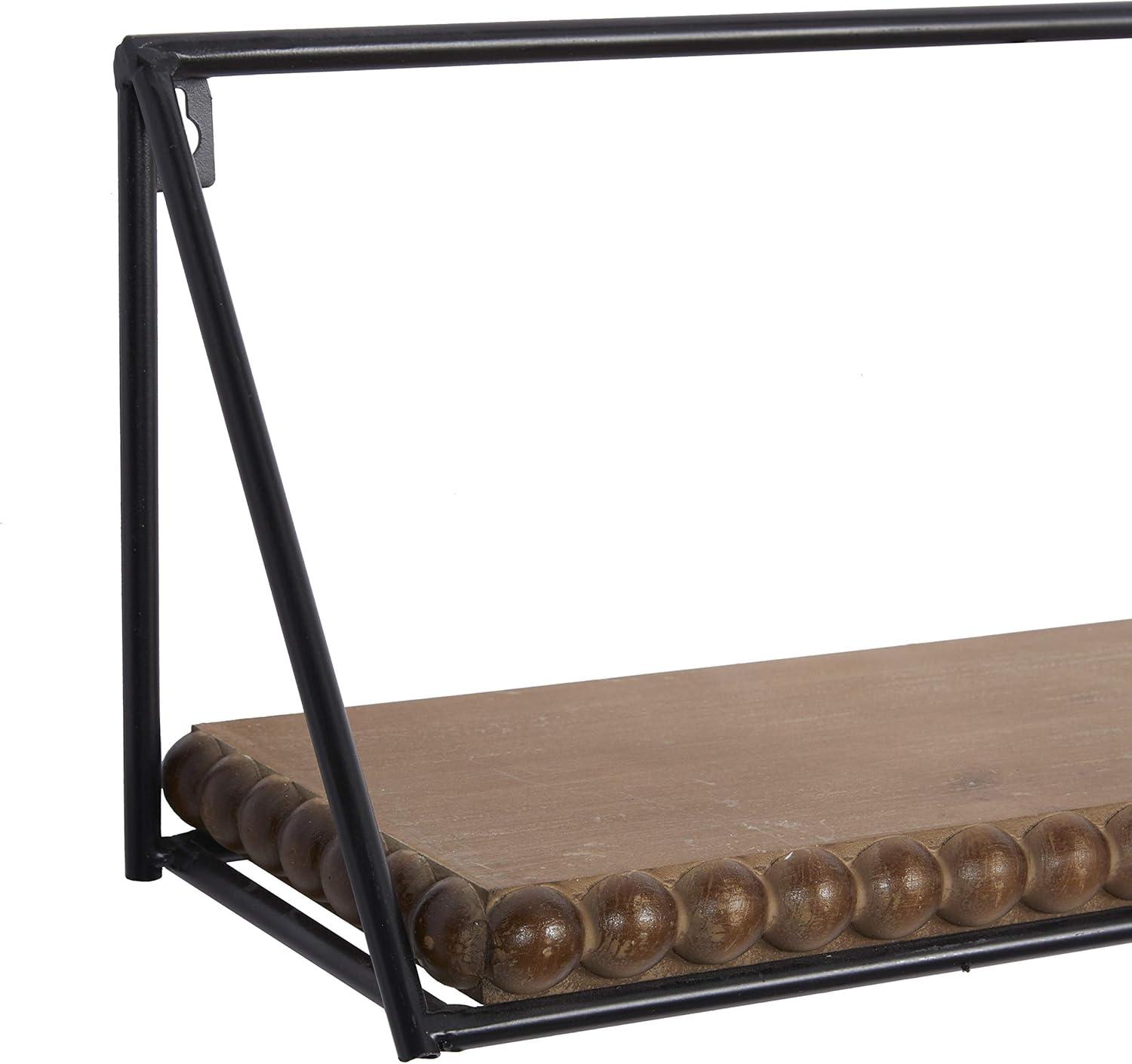 DecMode 24",19",14"L Metal Industrial Wall Shelf, Black, 3 - Pieces