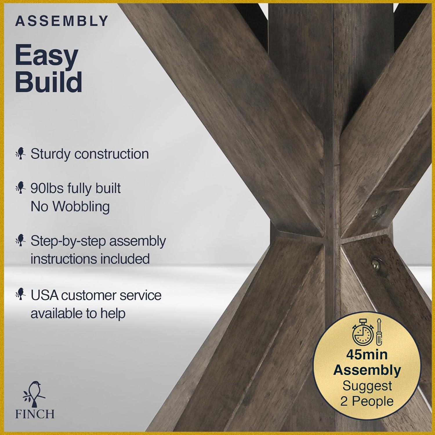 Finch Alfred Round Solid Wood Rustic Dining Table