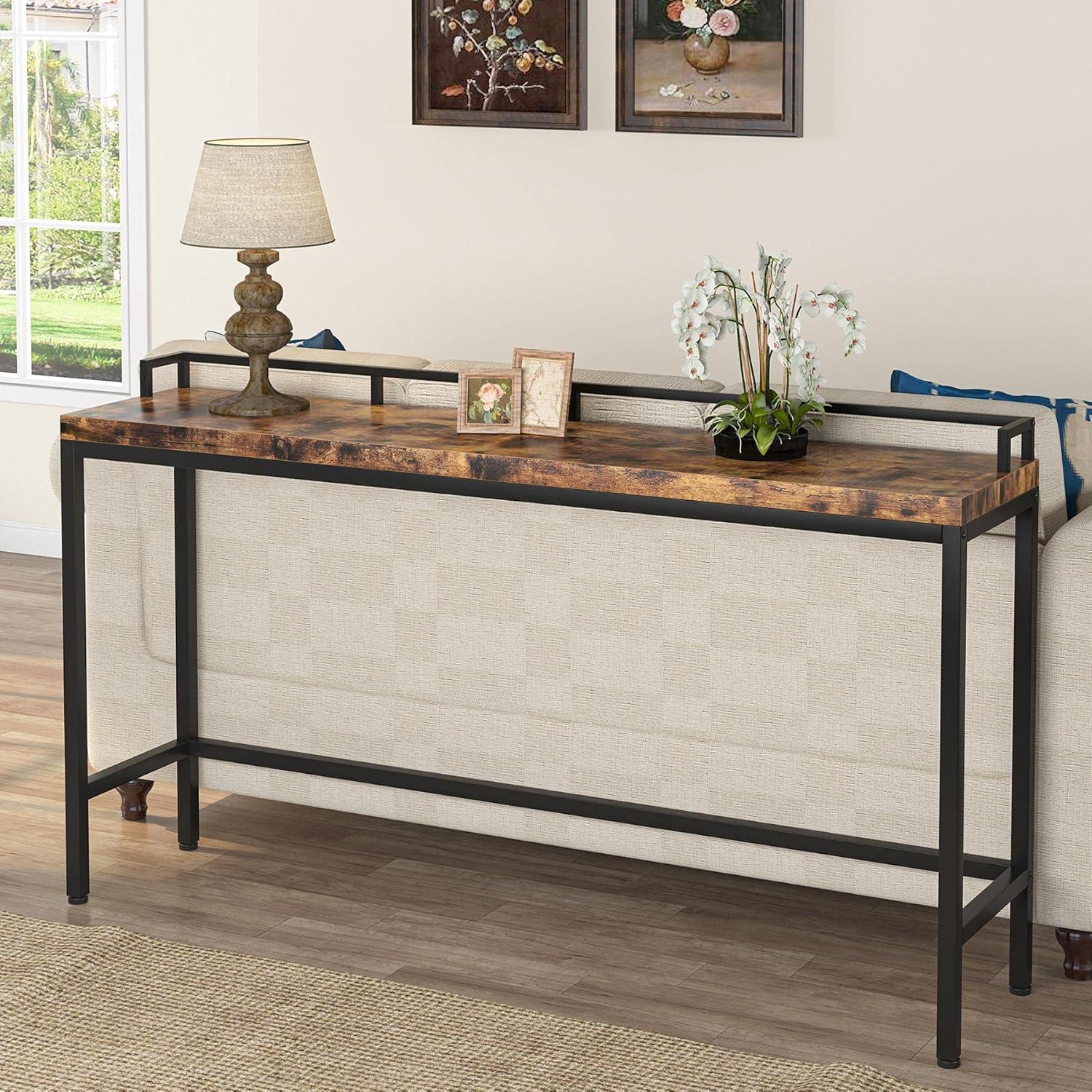 Tribesigns 70.9 inchLong Sofa Table, Narrow Console Table Behind Couch for Living Room (White Gold)