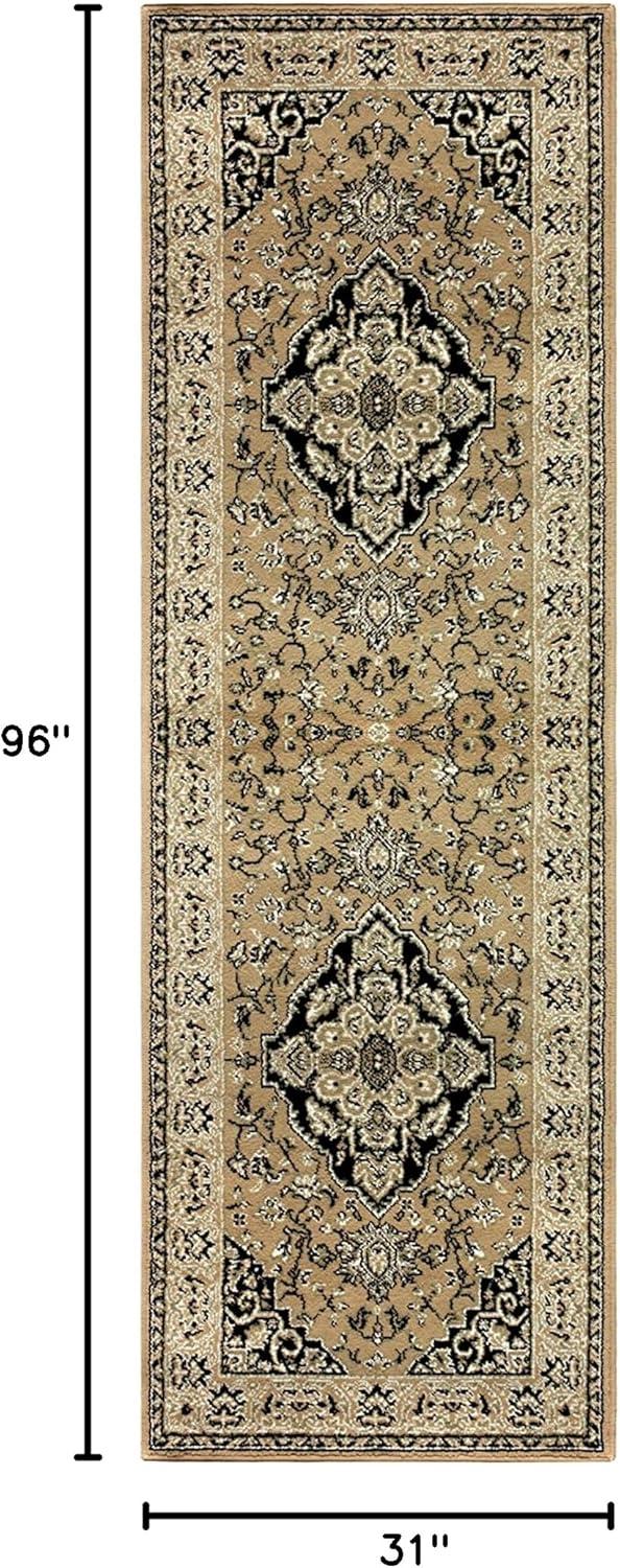 Superior Glendale Oriental Medallion Indoor Runner Rug, 2'7"x8', Gold