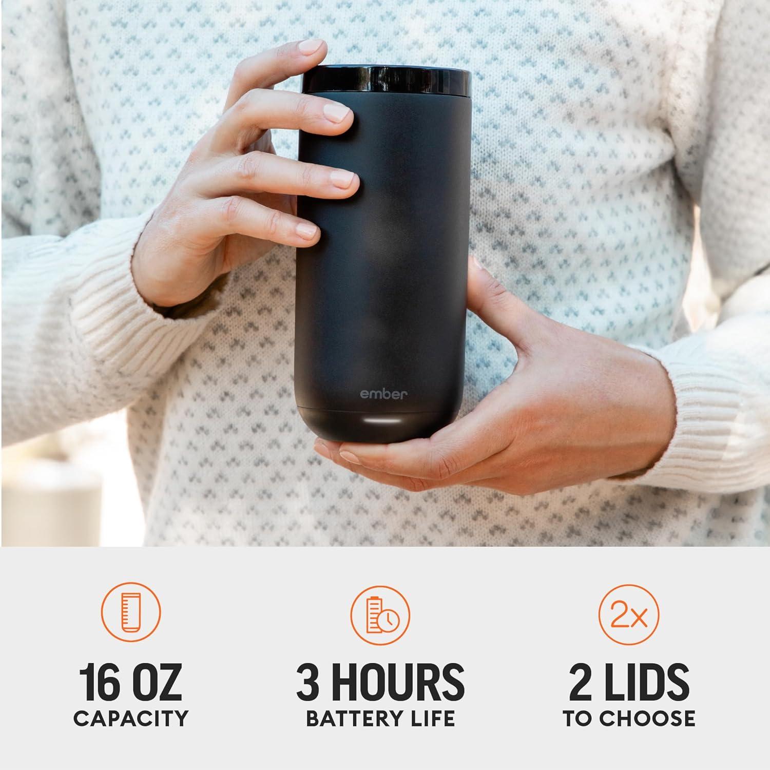 Ember 16oz Temperature Control Smart Tumbler Mug Slate Black: Stainless Steel, Hand Wash, Hot Beverages