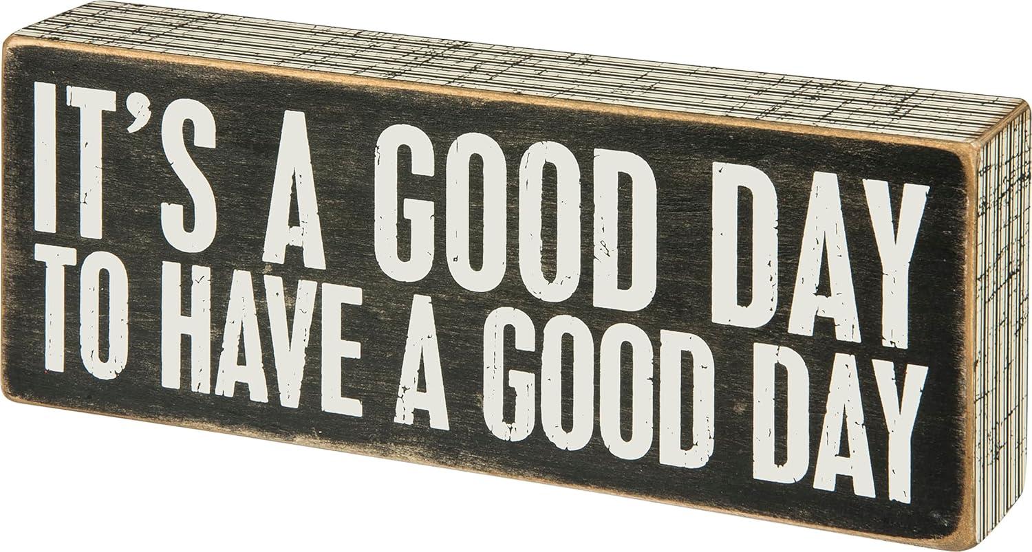 Rustic Black and White Wooden Box Sign with Inspirational Quote