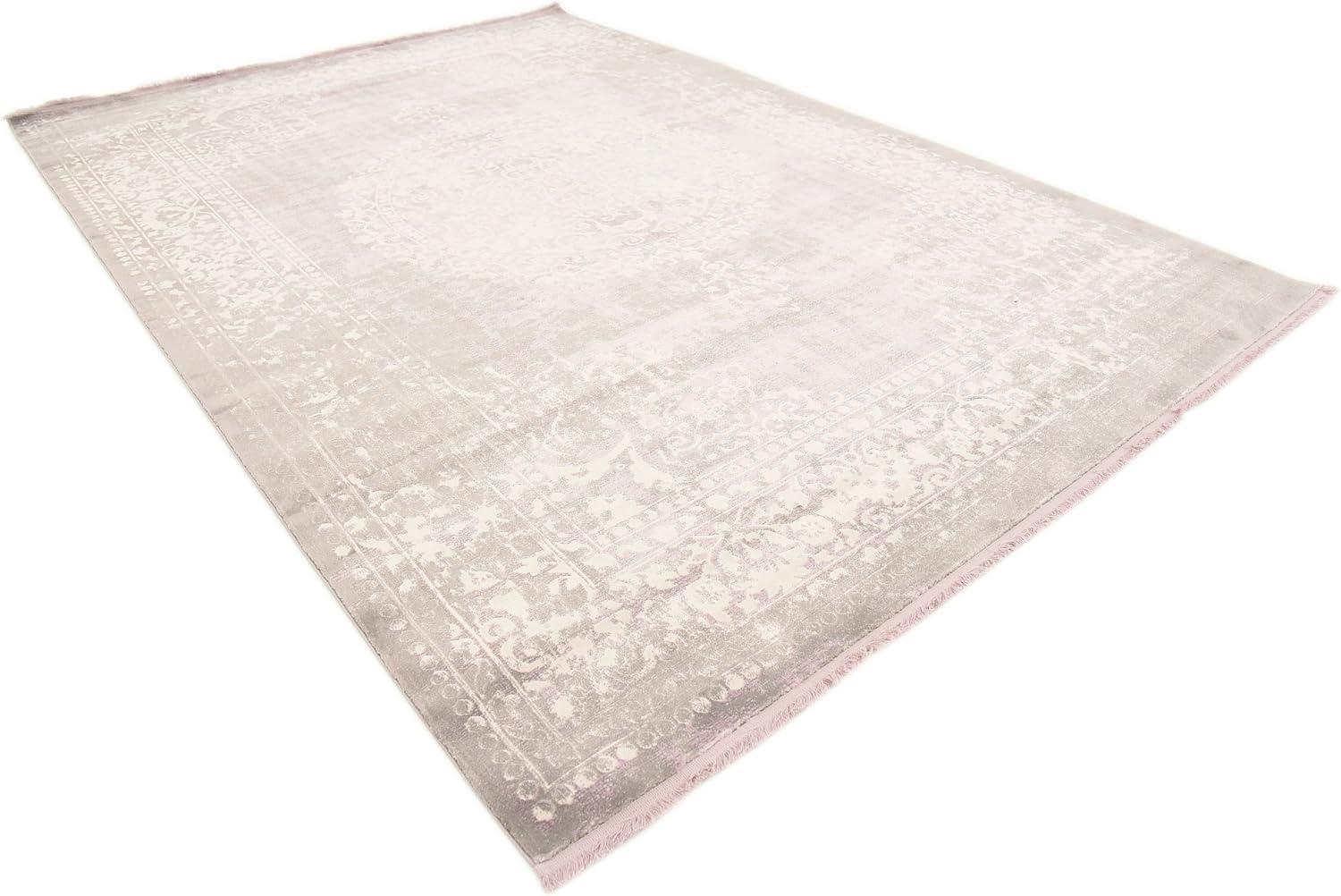 Purple and Gray Rectangular Abstract Easy Care Rug