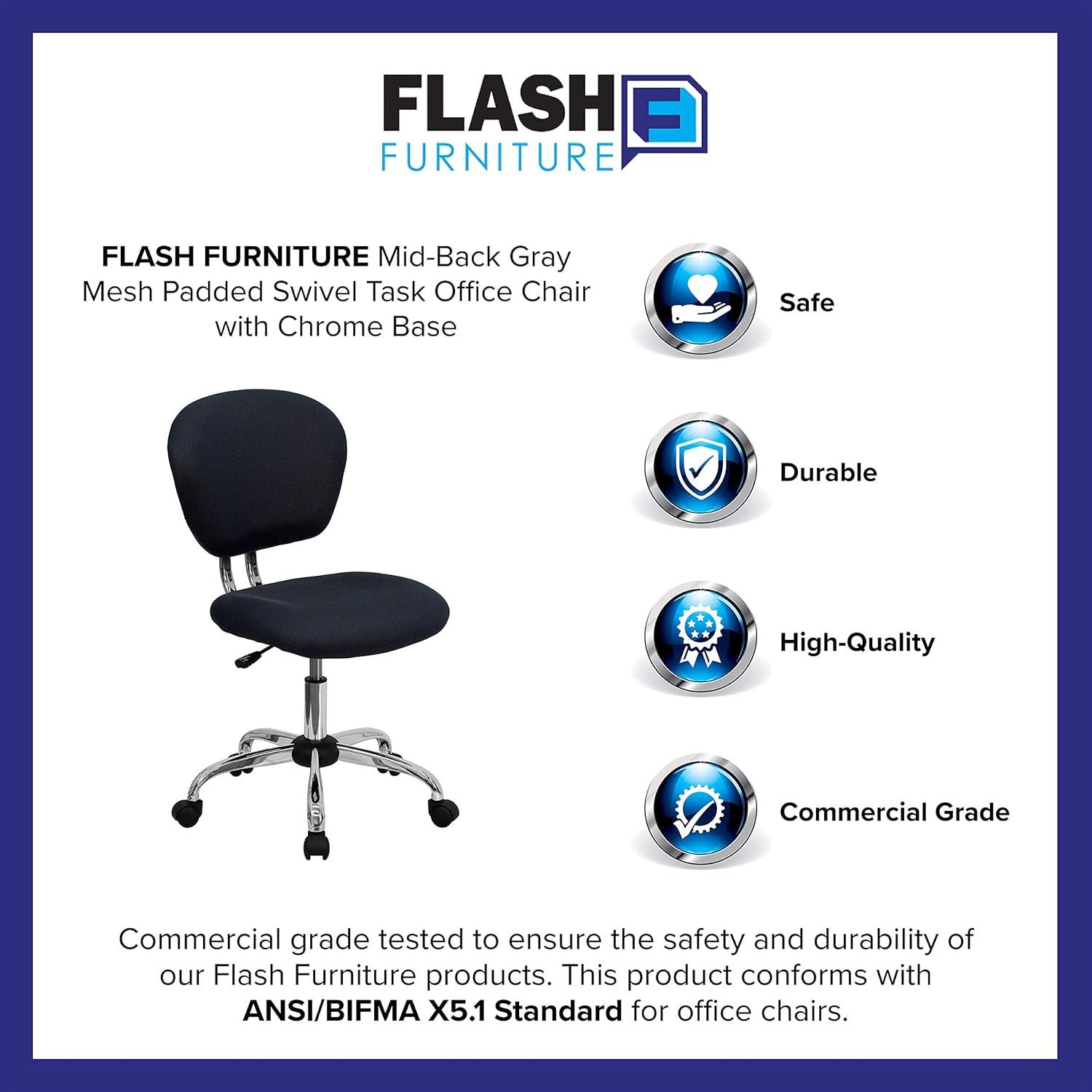 Flash Furniture Beverly Mid-Back Swivel Mesh Office Chair with Padded Seat by Flash Furniture (Set of 2)