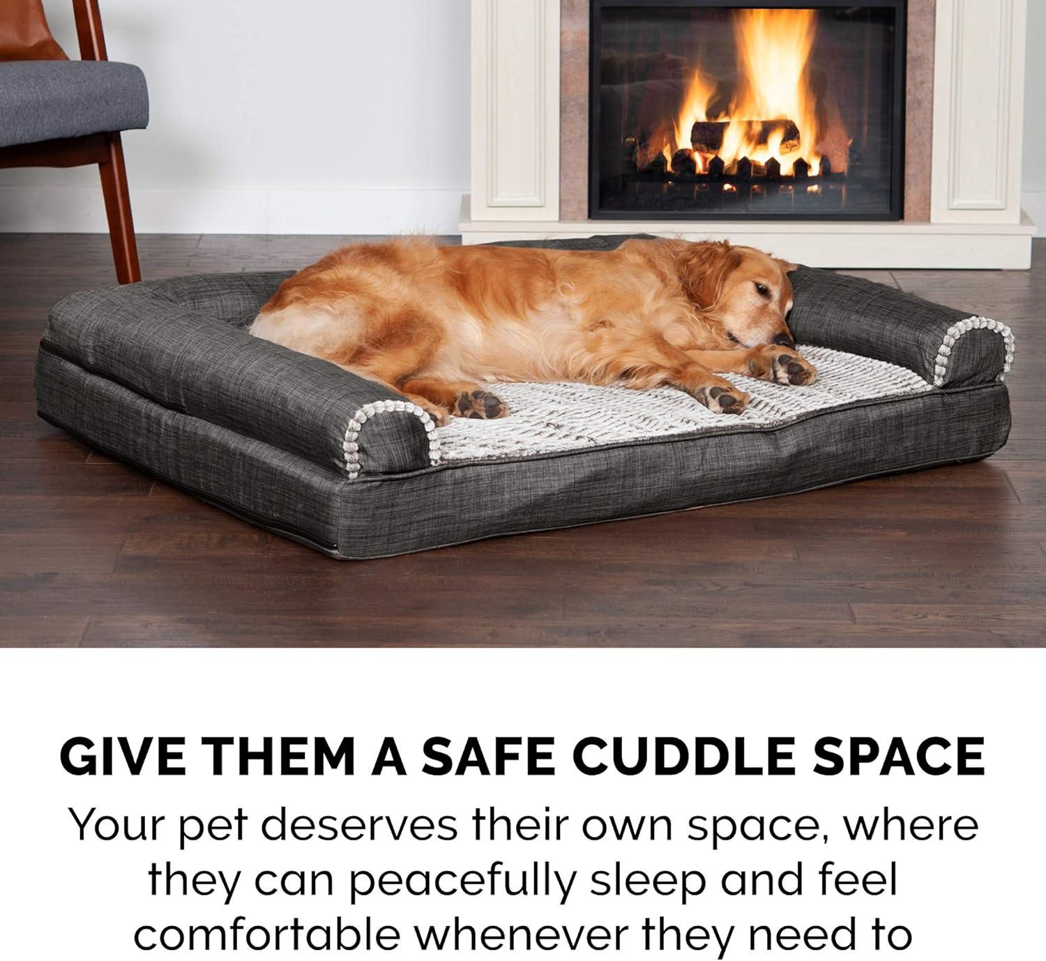 FurHaven Luxe Fur & Performance Linen Sofa Bed