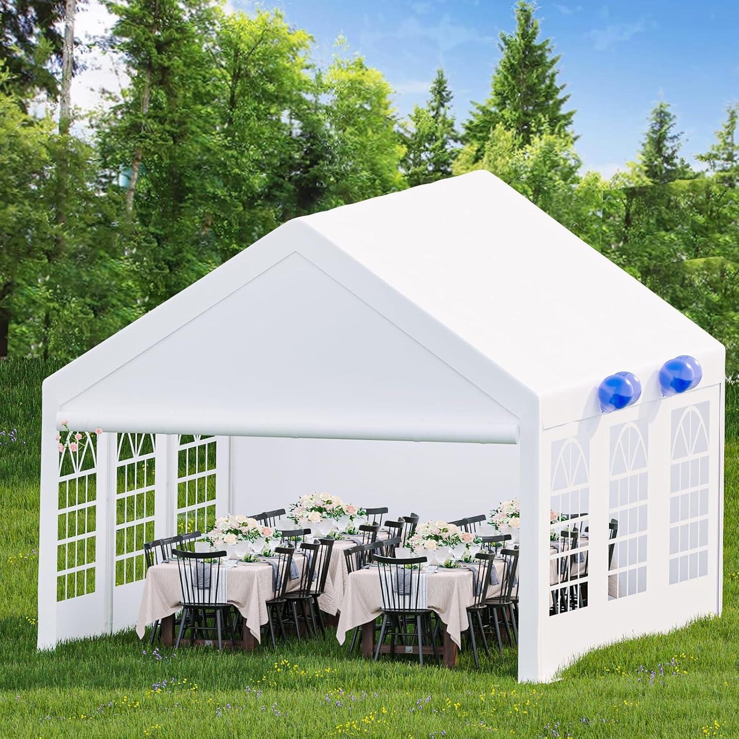 White 13 x 20 FT Steel Frame Outdoor Event Tent with Removable Sidewalls