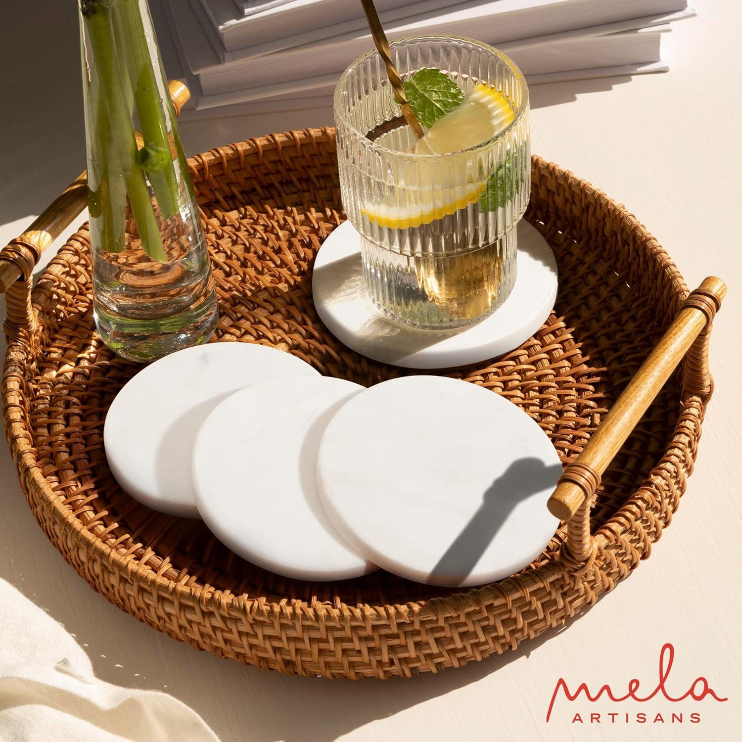 Mercer41 Raniyha Marble Round Coaster 4-Pack