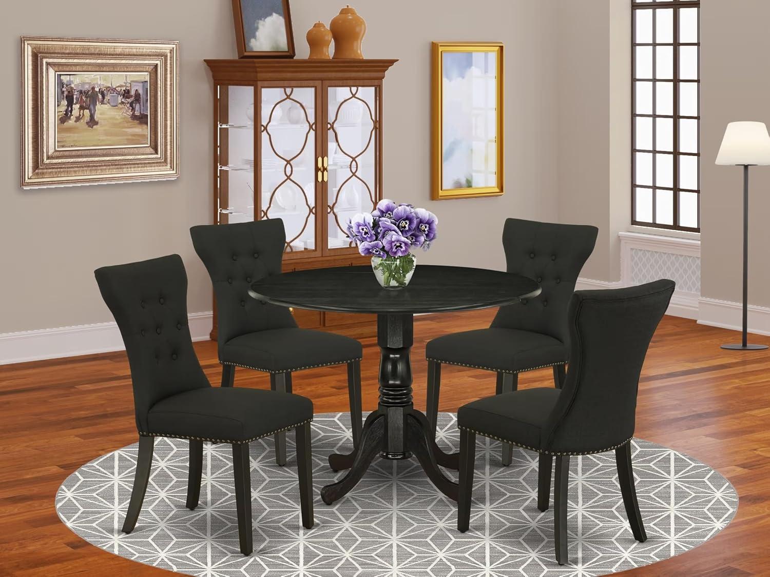 East West Furniture Dublin 5-piece Wood Dining Table and Chair Set in Black