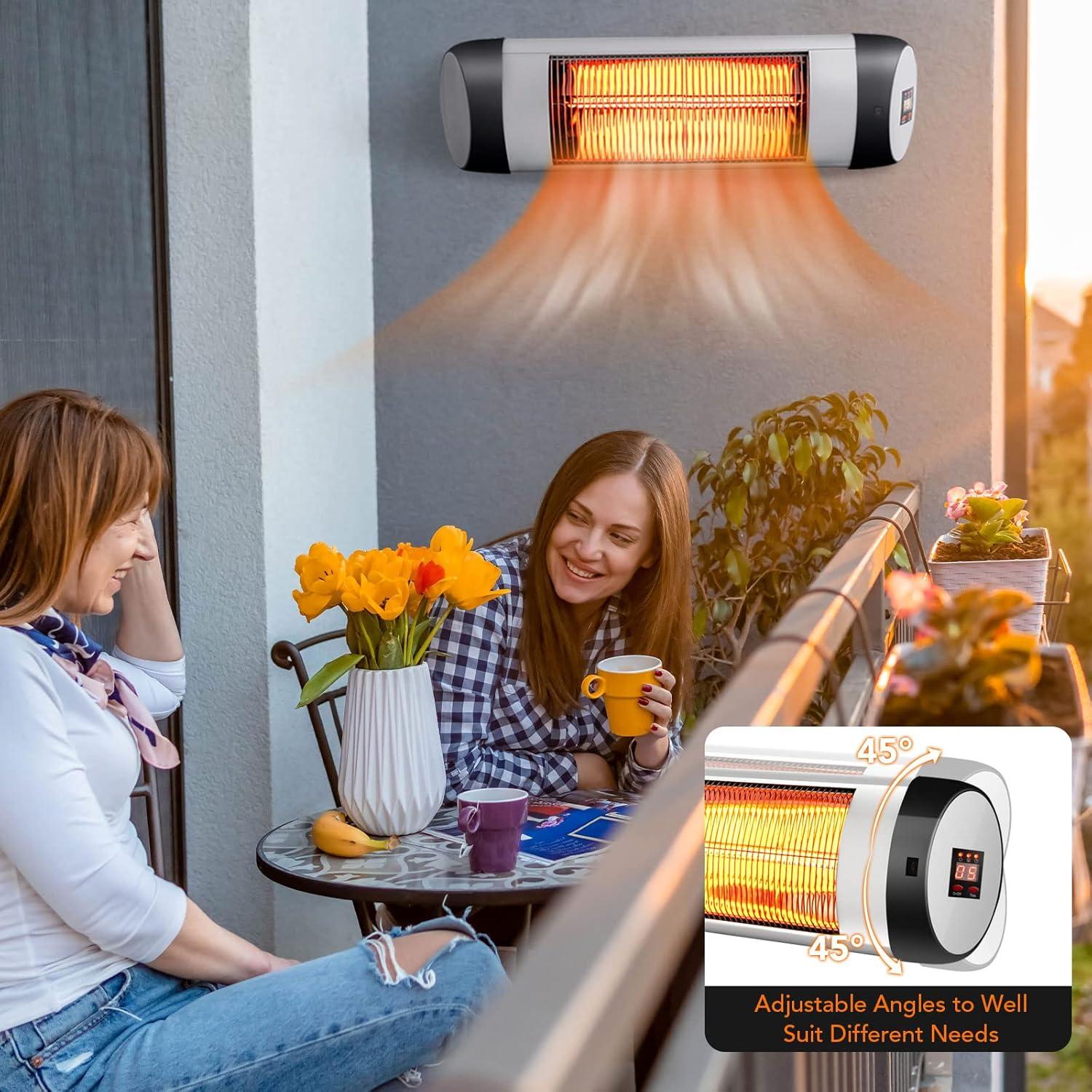 gaomon Wall-Mounted Electric Patio Heater, with 3 Heat Levels(500/1000/1500W)