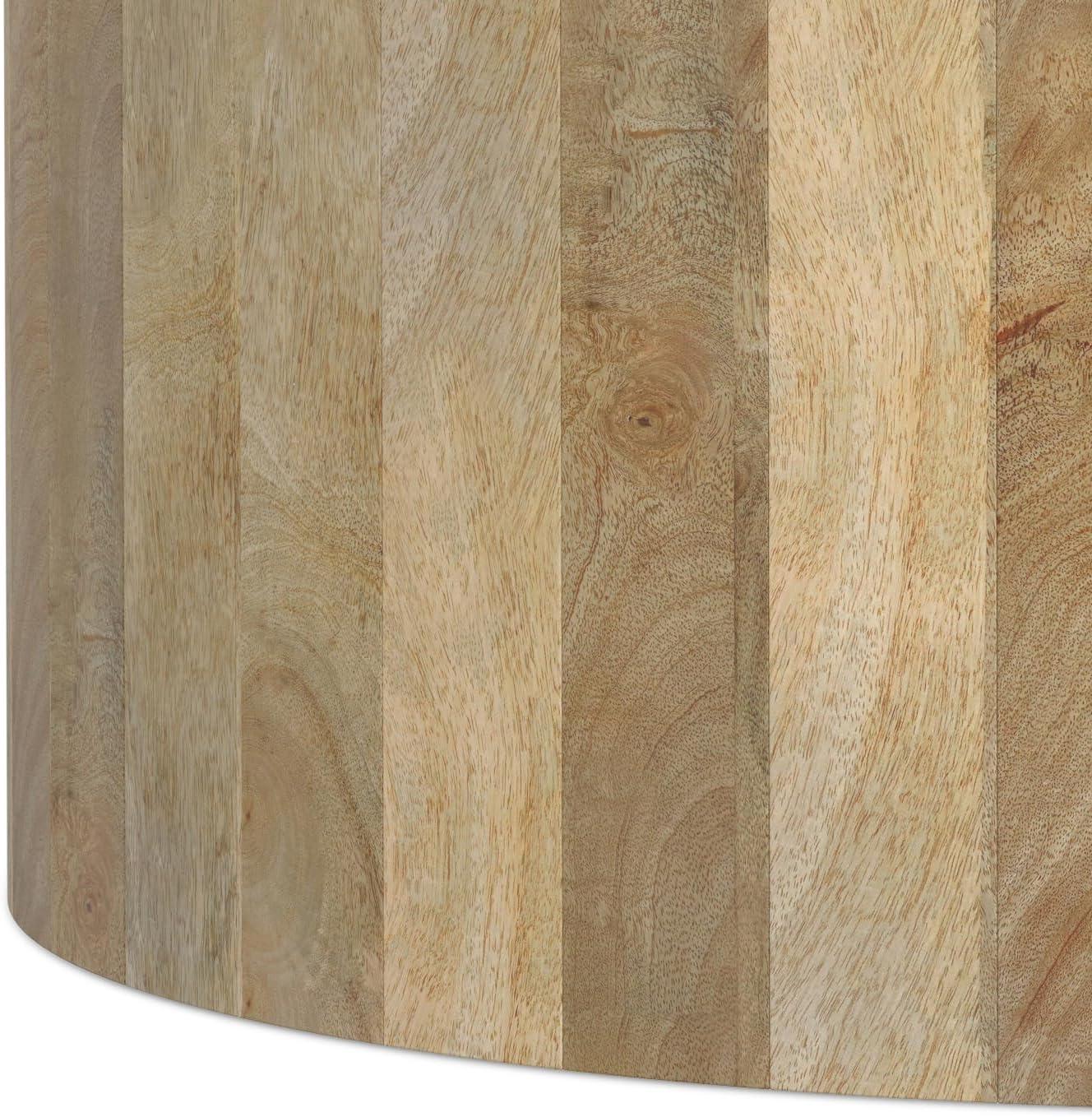 Simpli Home Millbury 36"W Solid Mango Wood Contemporary Round Drum Coffee Table, Fully Assembled