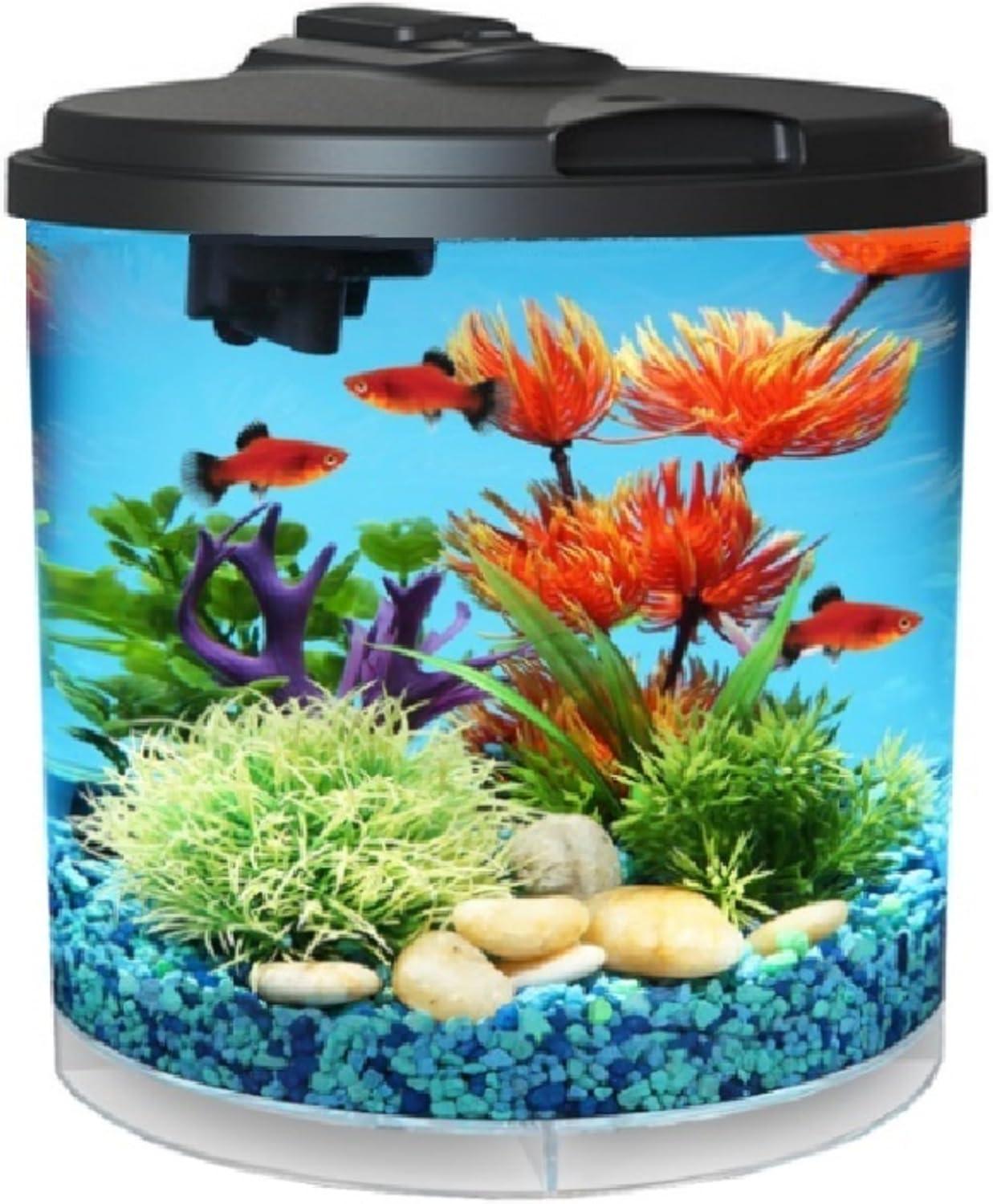 KollerCraft 2-Gal Aquarium Starter Kit with LED Lighting and Power Filter - Impact Resistant Plastic