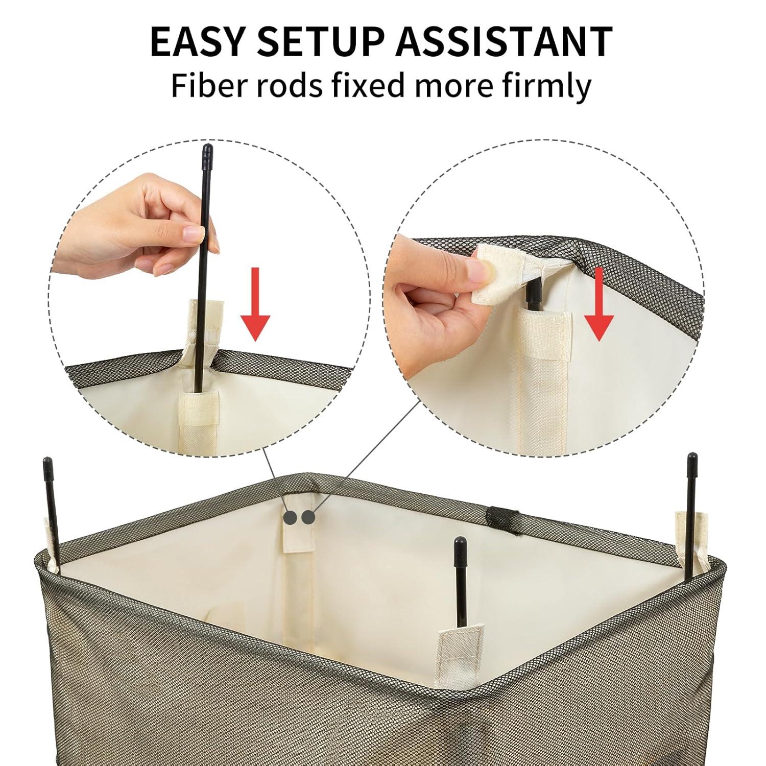 WOWLIVE 90L Foldable Rectangular Deluxe Laundry Service Rolling Clothing Hamper Basket with Lockable Wheels for Laundry or Storage, Beige