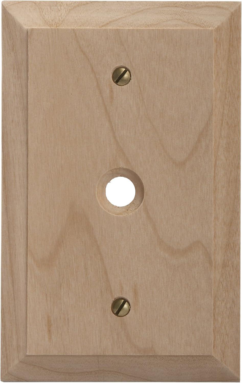 Unfinished Wood Single Gang Phone Jack Wall Plate