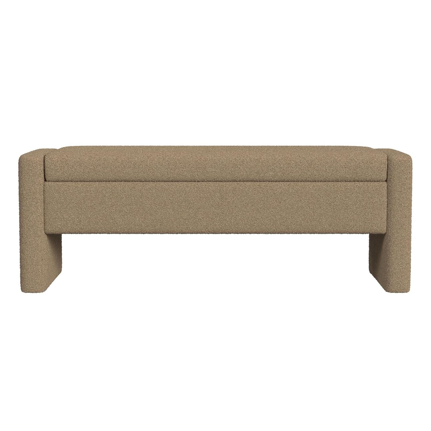 HomePop Copenhagen Modern Storage Bench Brown Boucle