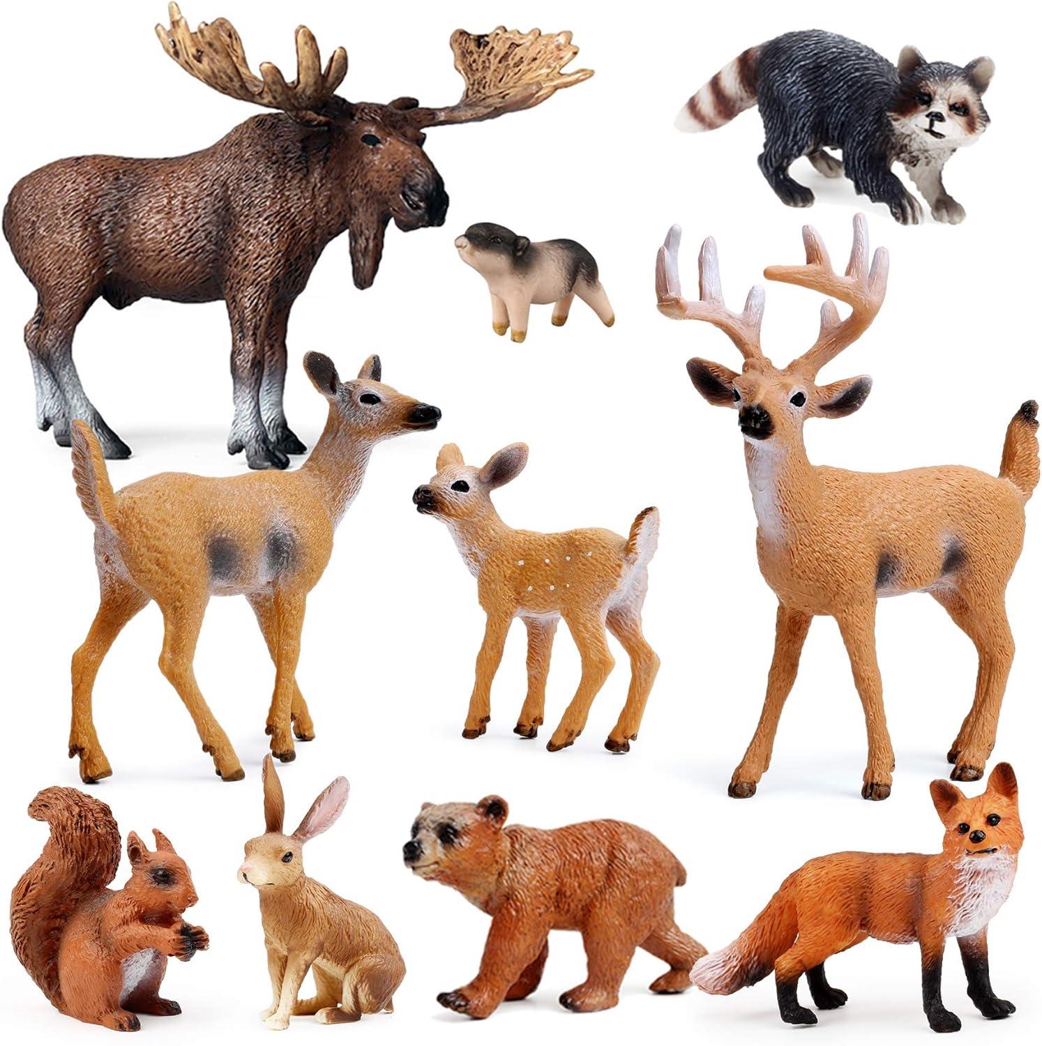 10-Piece Hand-Painted Woodland Animal Figurine Set