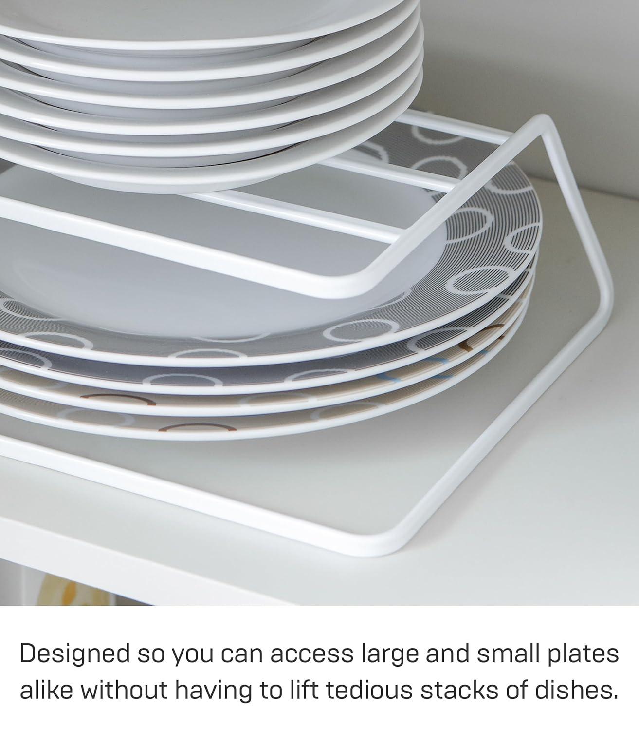 Yamazaki Home Dish Riser - Shelf Organizer & Storage For Kitchen Cabinets, Steel