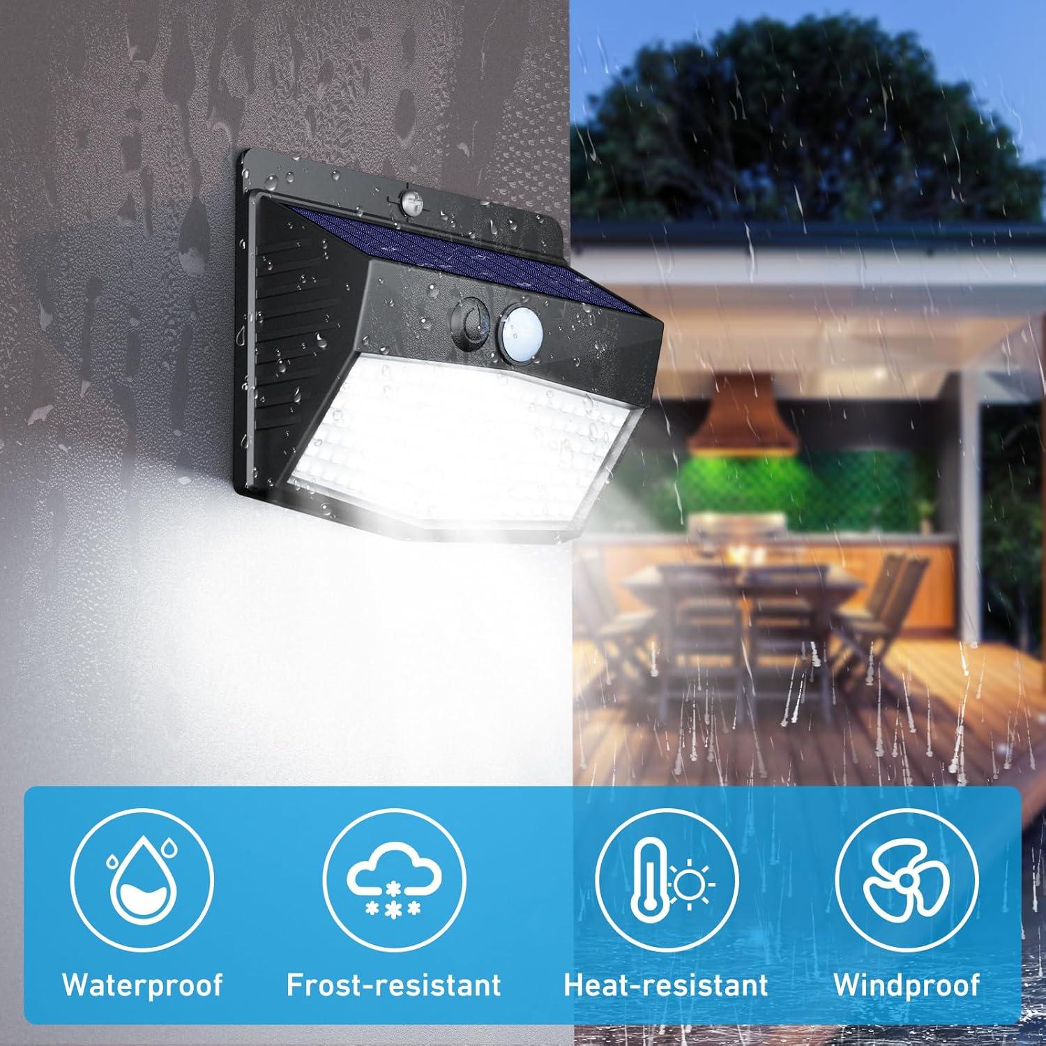 6-Pack Black Solar LED Motion Sensor Security Lights