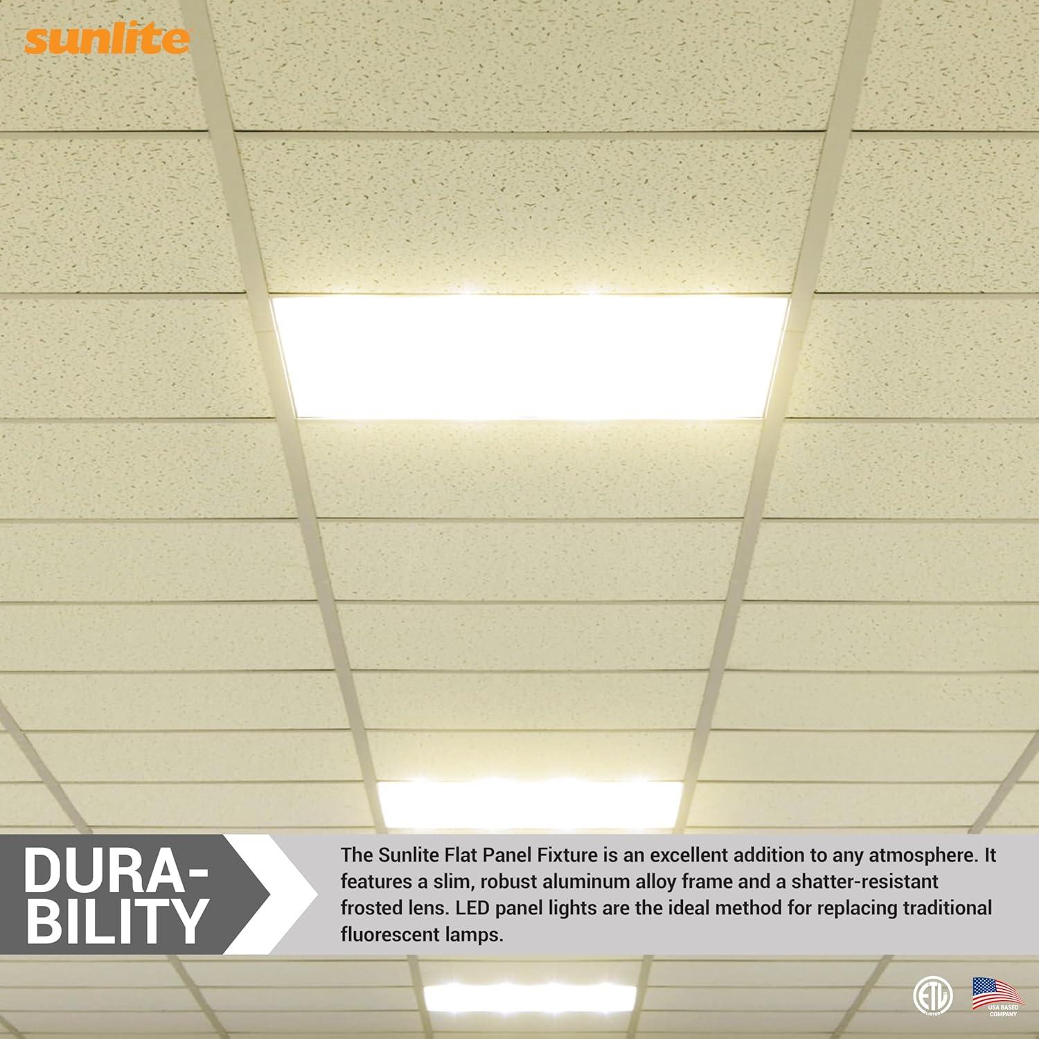 2Pk Sunlite 85380-SU 60w 2X4 LED Flat Panel Fixture White Warm White 3000K