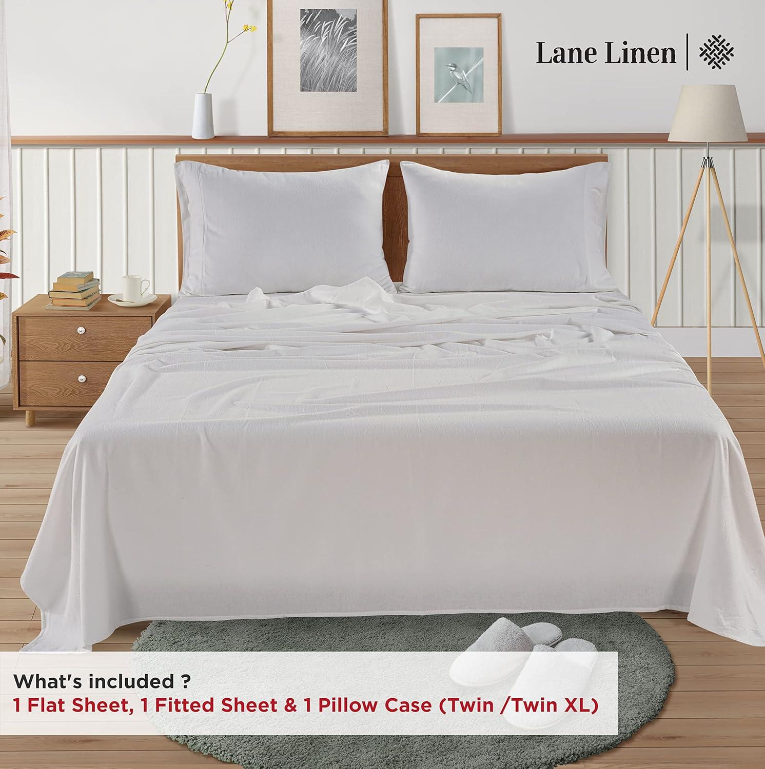 Twin Solid Flannel Sheet Set White - Eddie Bauer