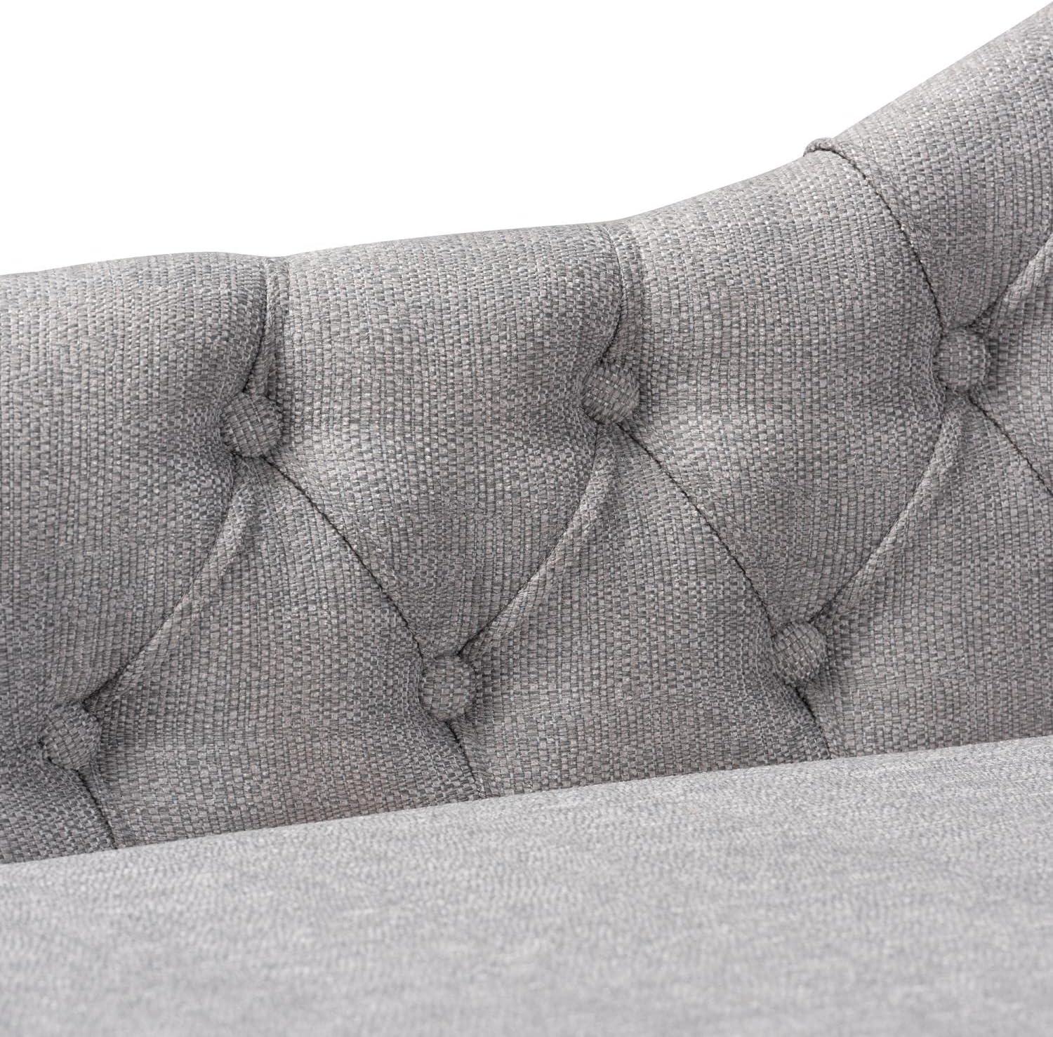 Baxton Studio Emeline Modern and Contemporary Grey Fabric Upholstered Oak Finished Chaise Lounge