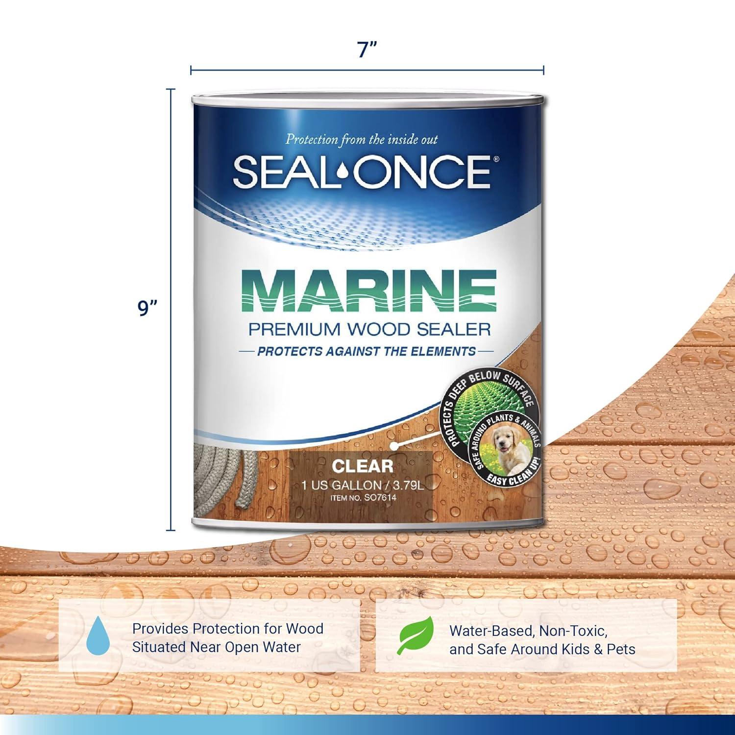Seal Once MARINE Clear Premium Wood Sealer, 1 Gallon