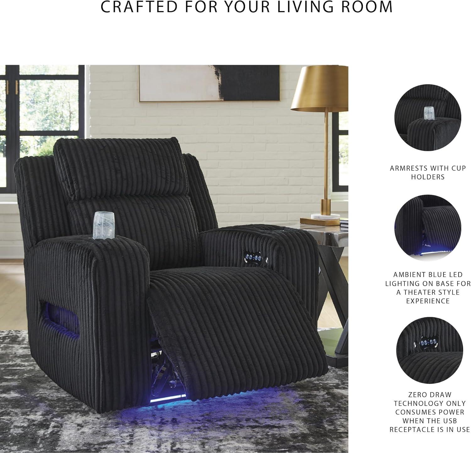 Signature Design by Ashley The Man-Den Leather Power Recliner in Gray