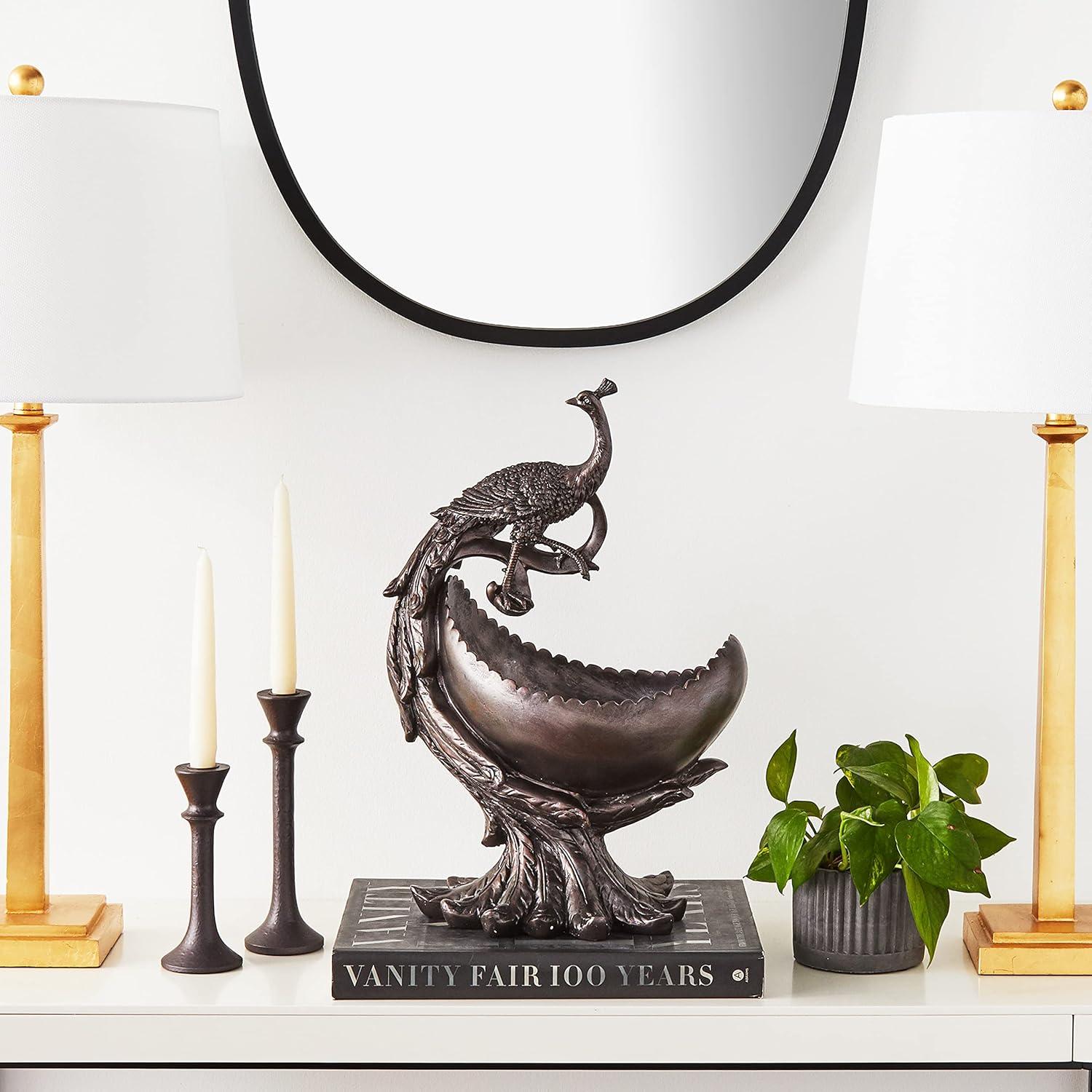 Peacock's Bounty 20" Resin Centerpiece Bowl in Dark Bronze