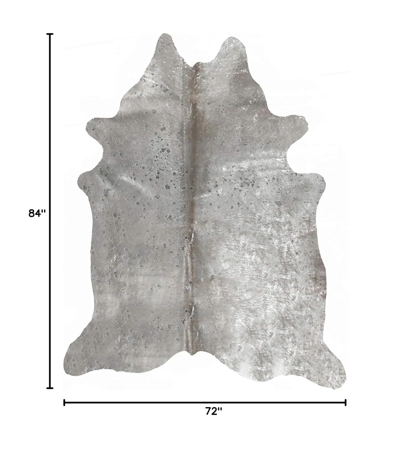 Natural Scotland Cowhide Area Rugs for Living Room and Bedroom | Handmade 100% Cow Rug with Low Pile | Shed-Resistant Home and Office Rug, Grey & Silver, 6 ft x 7 ft