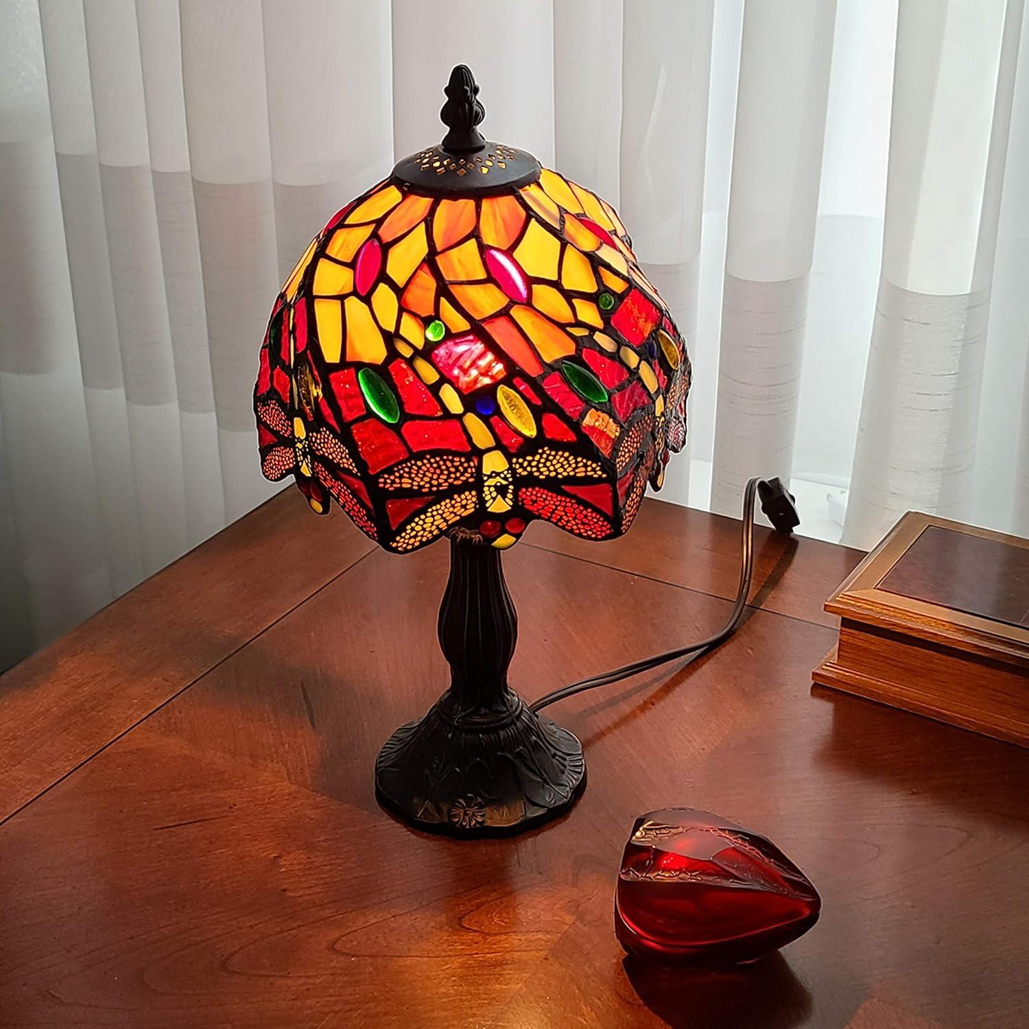 Tiffany Style Dragonflies Mini Table Lamp - 15" Tall