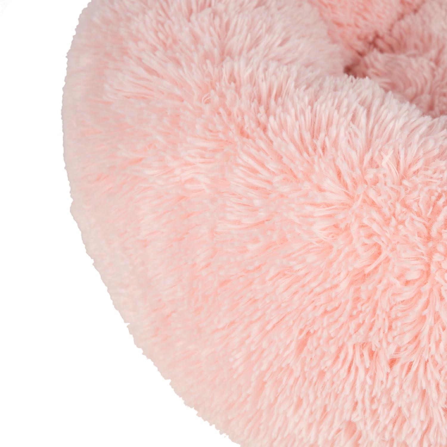 Best Pet Supplies Donut Dog Bed with Faux Fur, Anti-Anxiety Cushion, Slip-Resistant