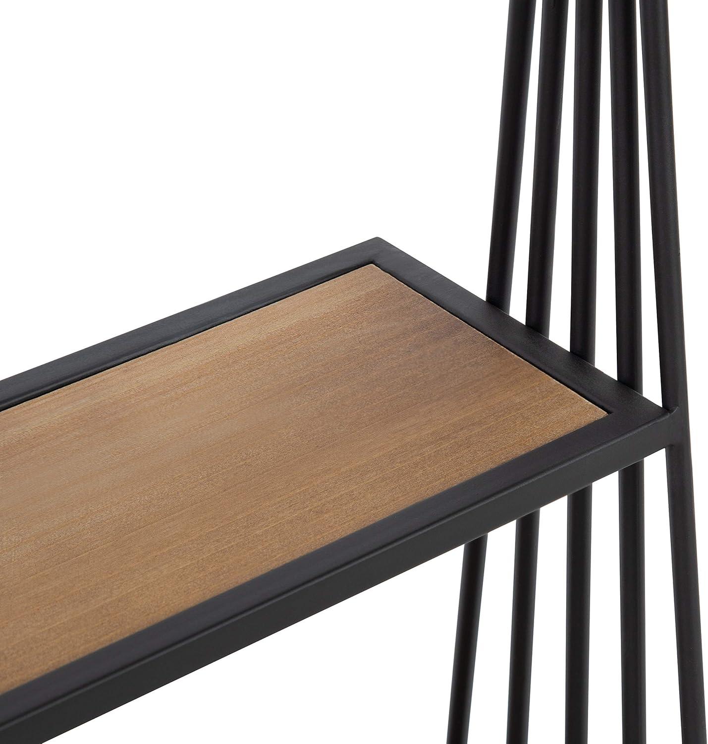 23" x 30" Nevin Wall Mounted Hanging Shelf Rustic Brown/Black - Kate and Laurel: Metal Frame, 3 Open Shelves