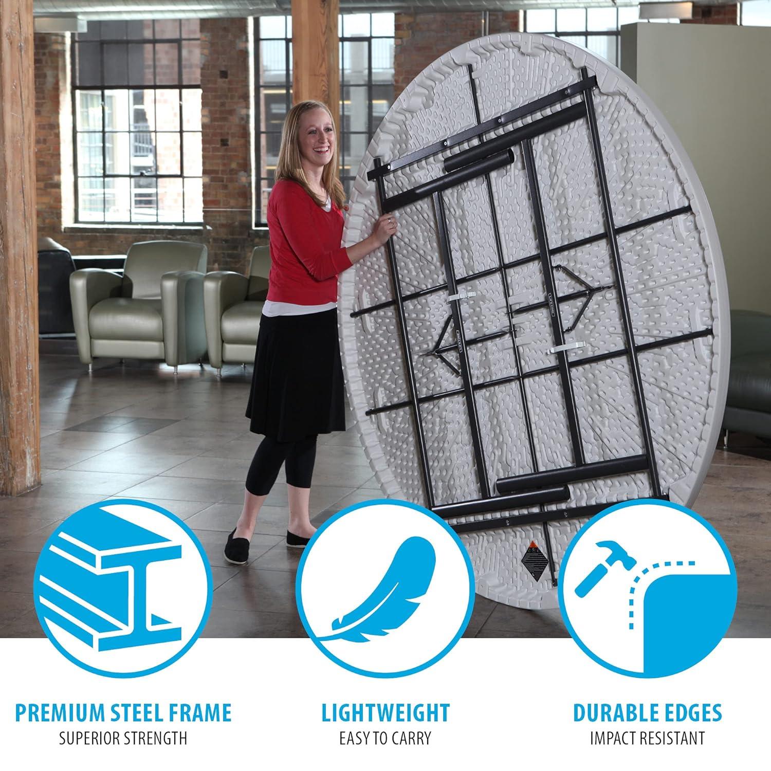 Lifetime 72 inch Round Table, Indoor/Outdoor Commercial Grade, White Granite (22673)