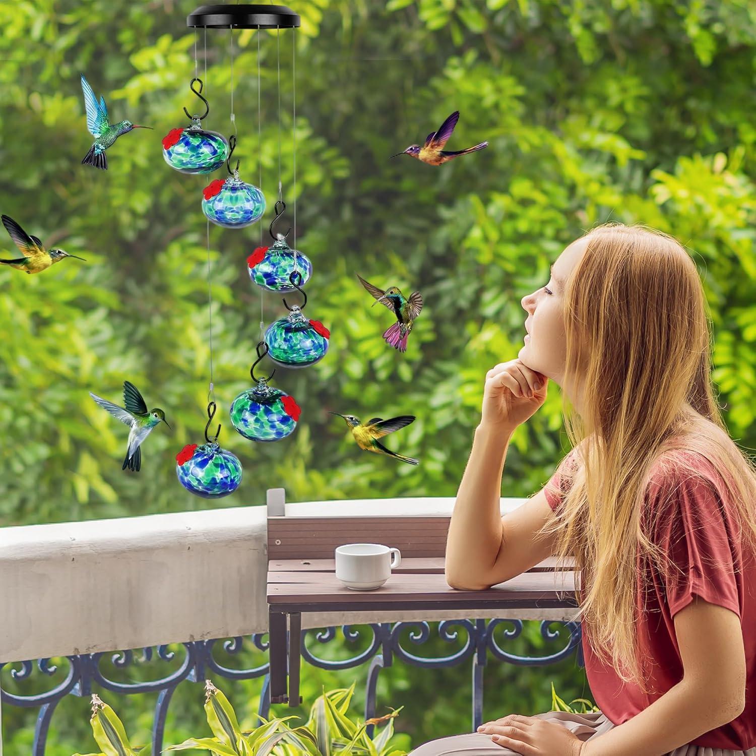 2025 New Charming Wind Chimes Hummingbird feeders,Window Bird feeders for Viewing,Bird feeders for Outdoors Hanging ant and bee Proof