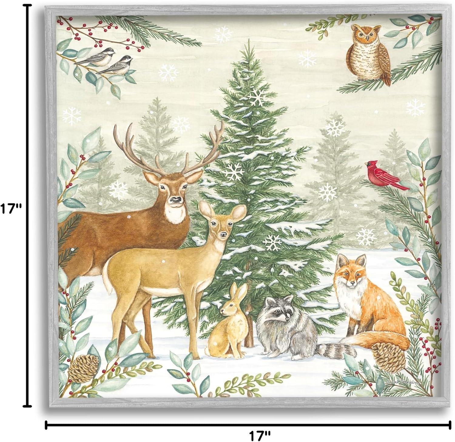 Stupell Industries Woodland Animals in Winter Framed Giclee Art