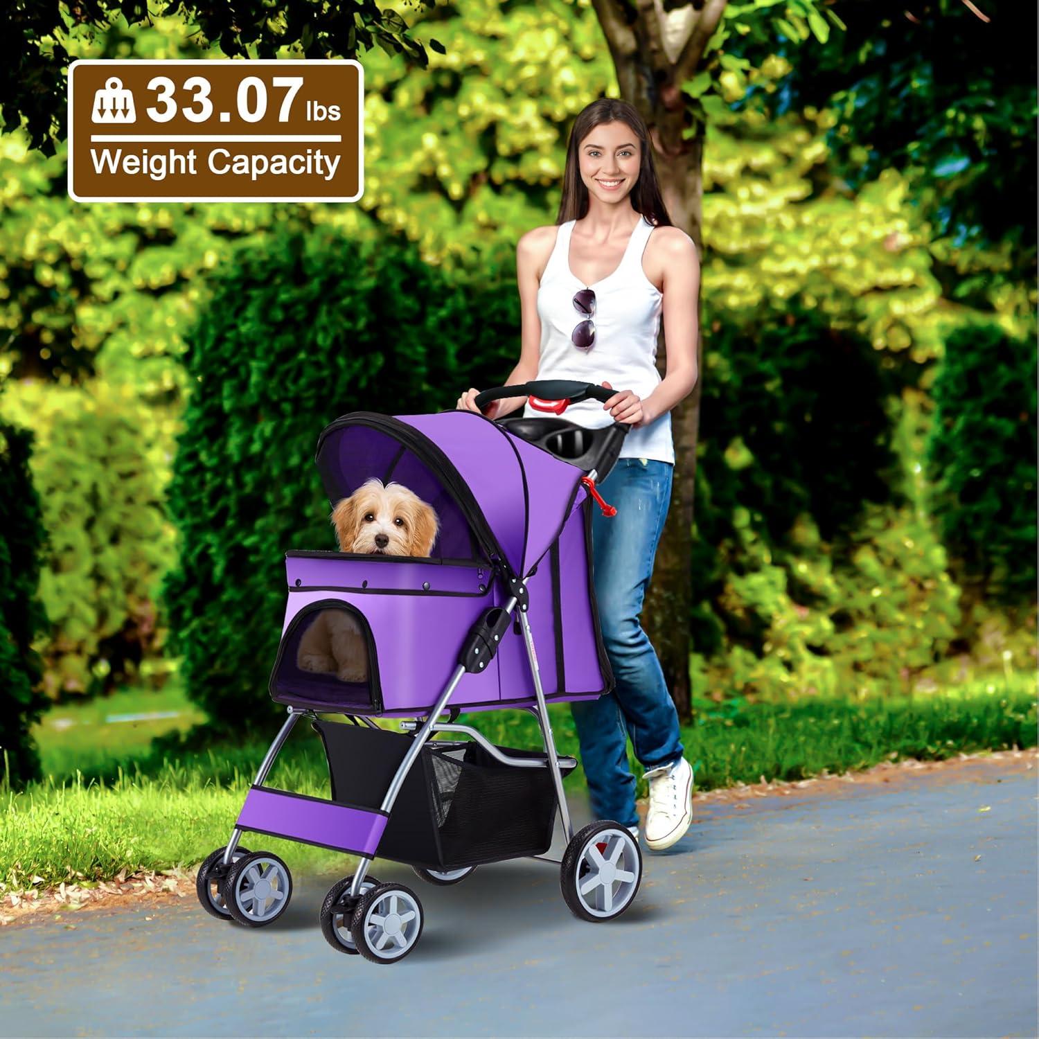 G & R PLUMBING ENTERPRISES, INC. Pet Stroller, 4 Wheels Pet Strolling Cart for Medium/Small Dogs and Cats, Foldable Cat Jogger