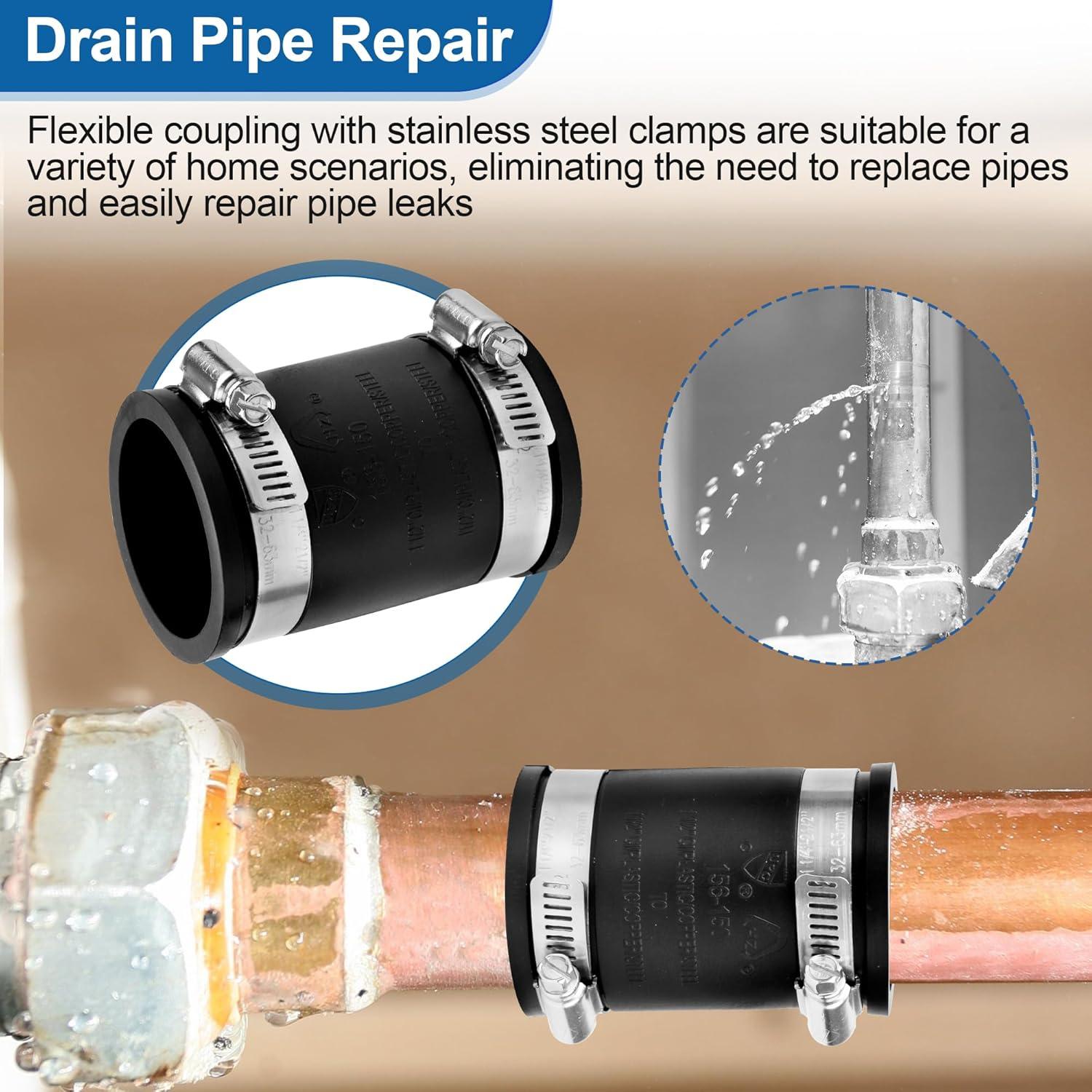 1-1/2 in. PVC Flexible Coupling with Stainless Steel Clamps