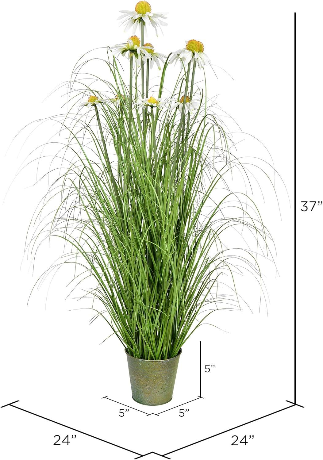 Elegant 37" Daisy and Green Grass Potted Arrangement for Indoor Decor