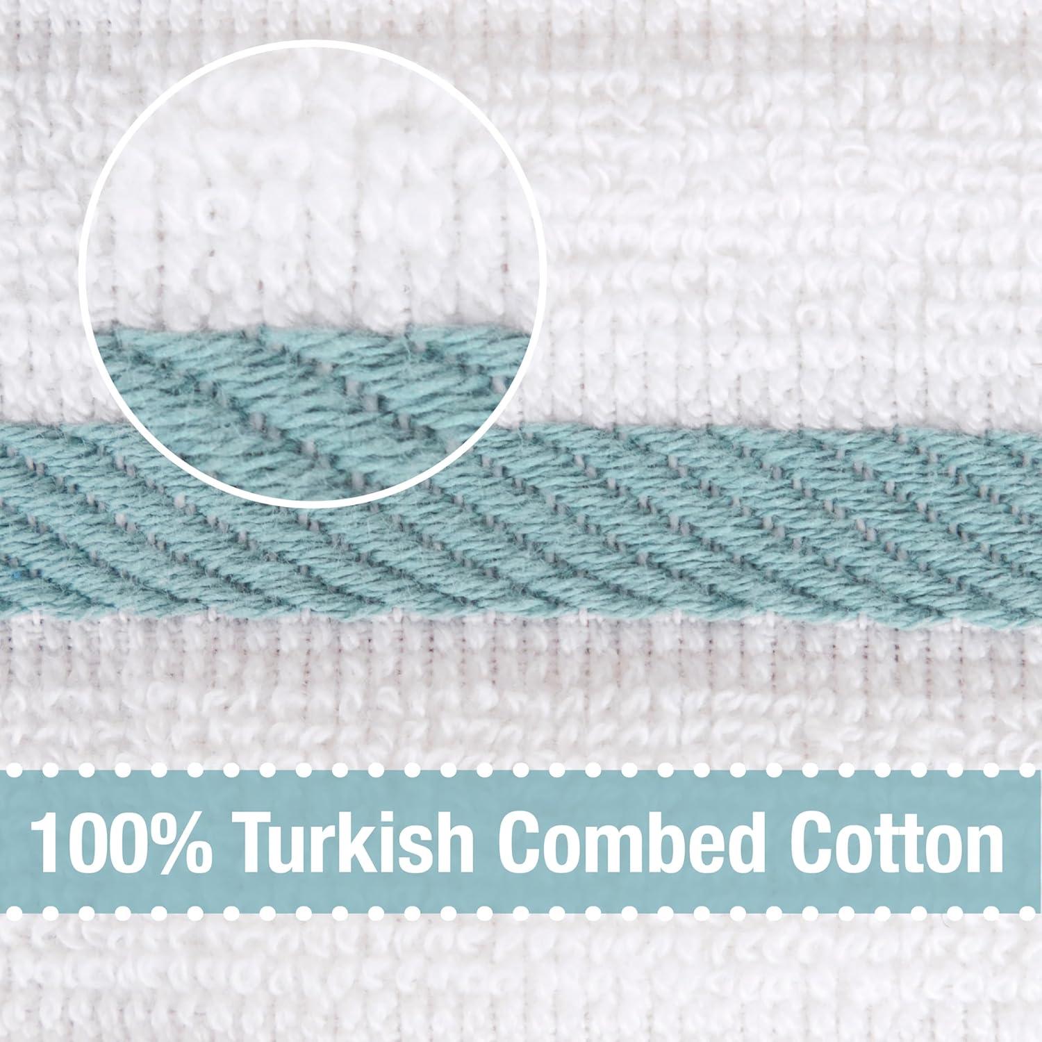 White and Blue Checked Cotton Bath Towel, 17"x30"