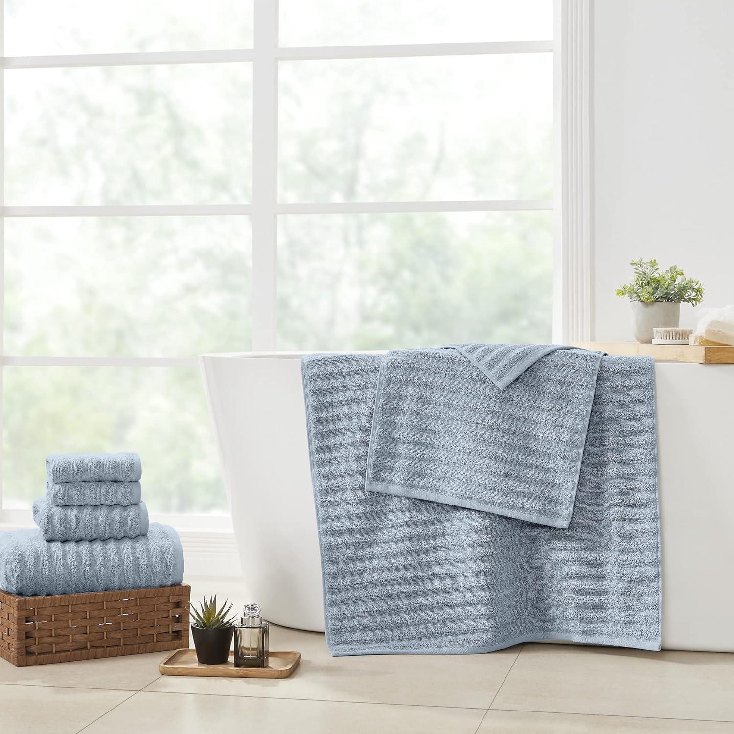 Modern Threads Luxury 100% Cotton 6-pc Wavy Towel Set, Blue